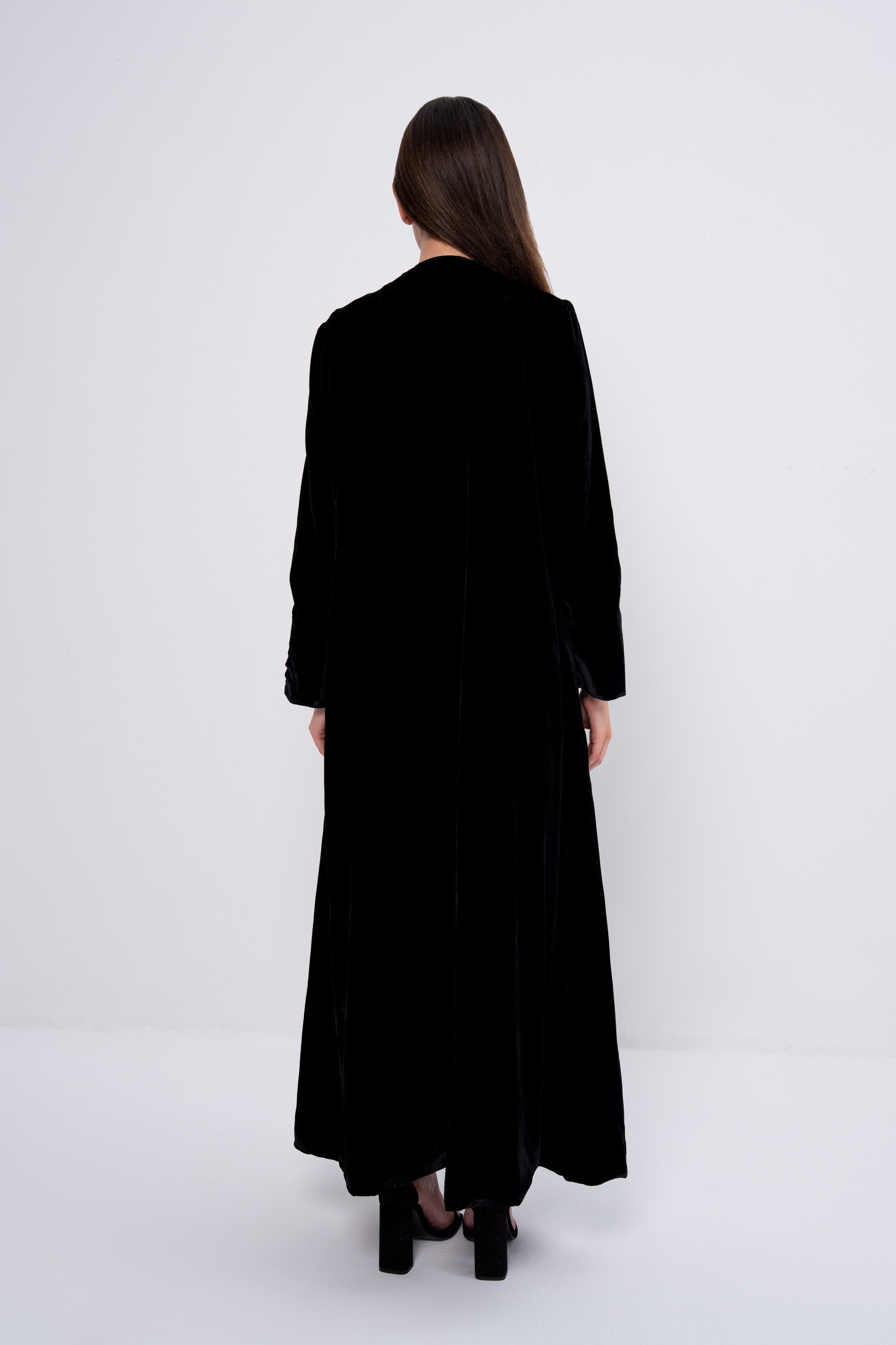 Velvet Suit Abaya in Black