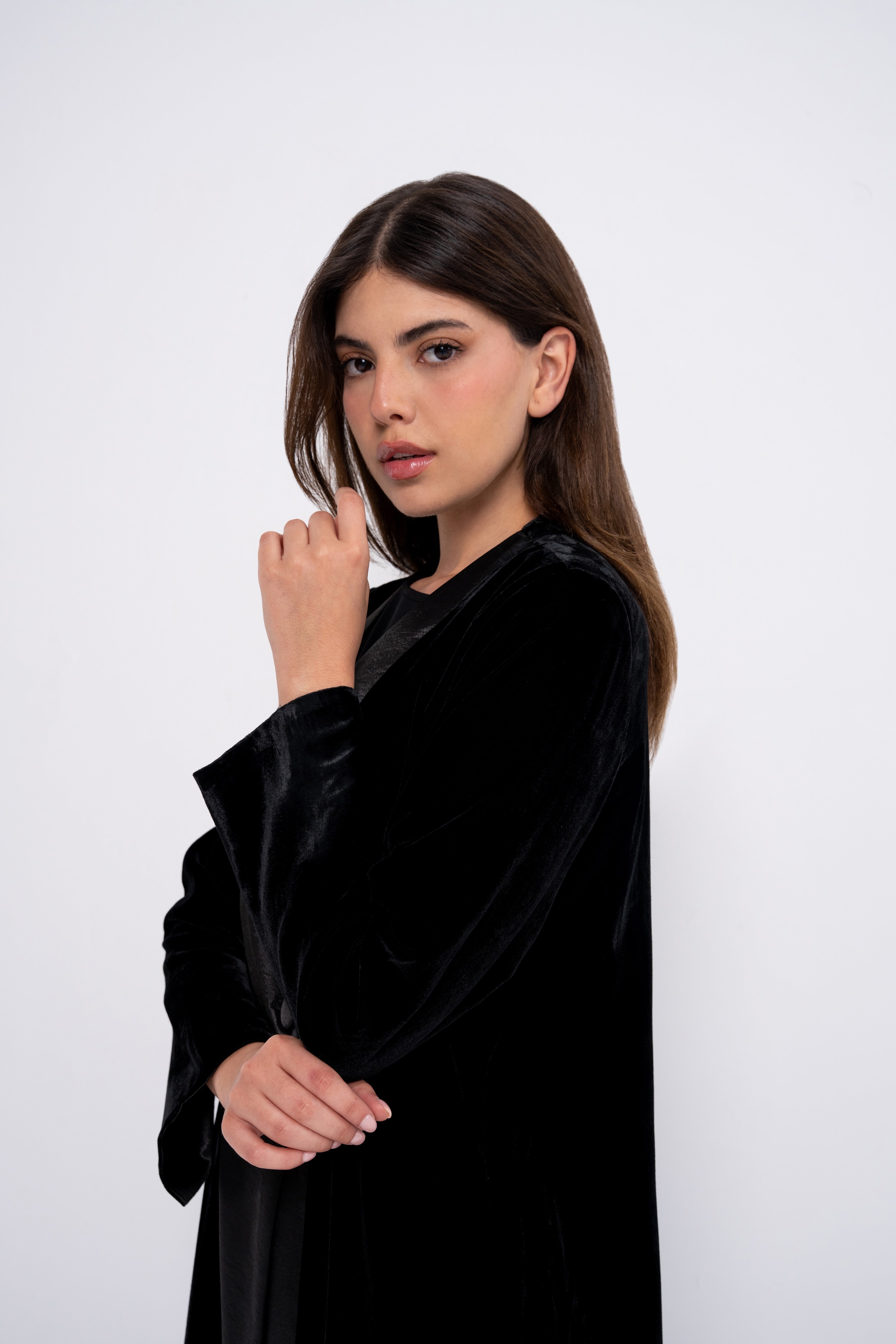 Velvet Suit Abaya in Black