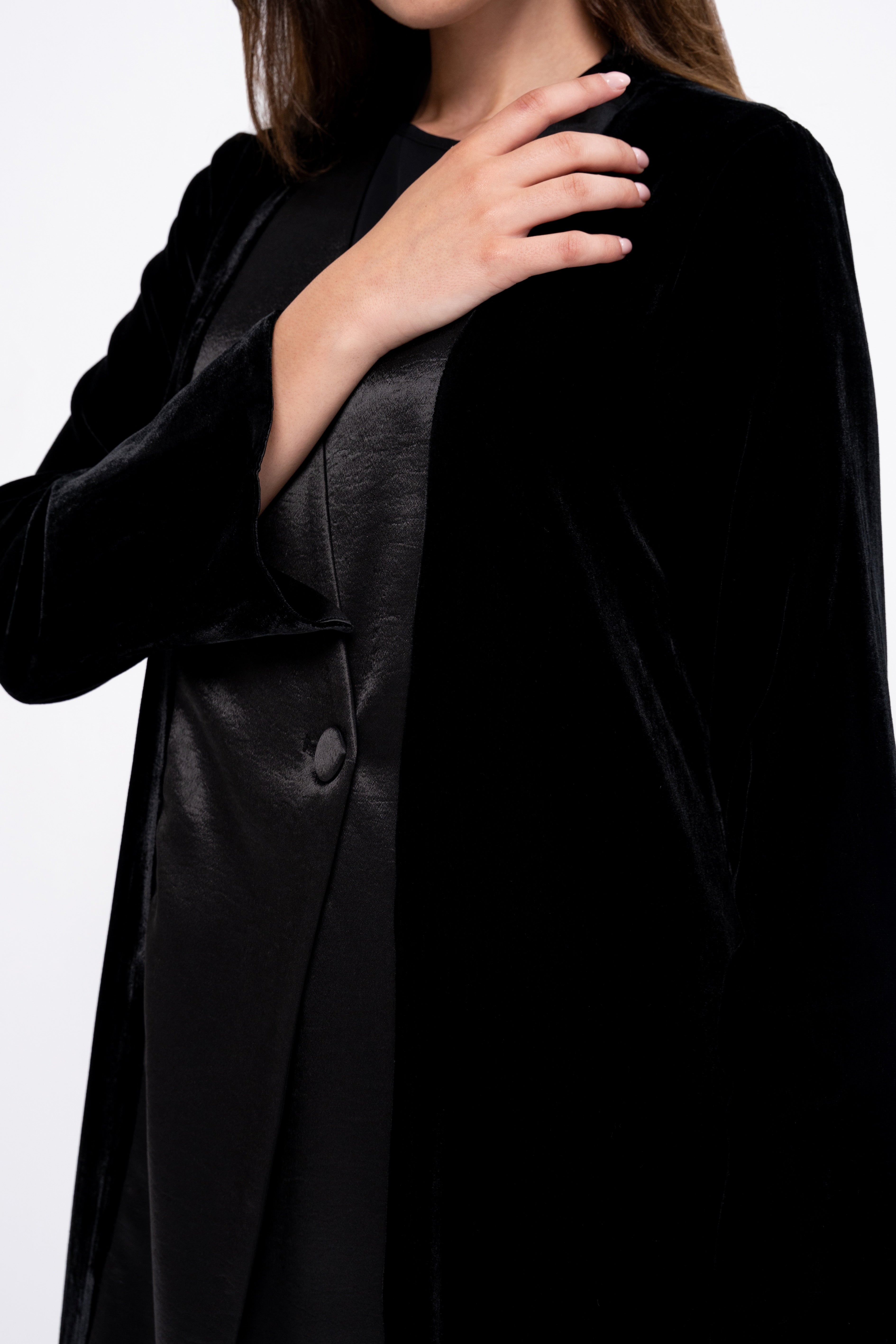Velvet Suit Abaya in Black