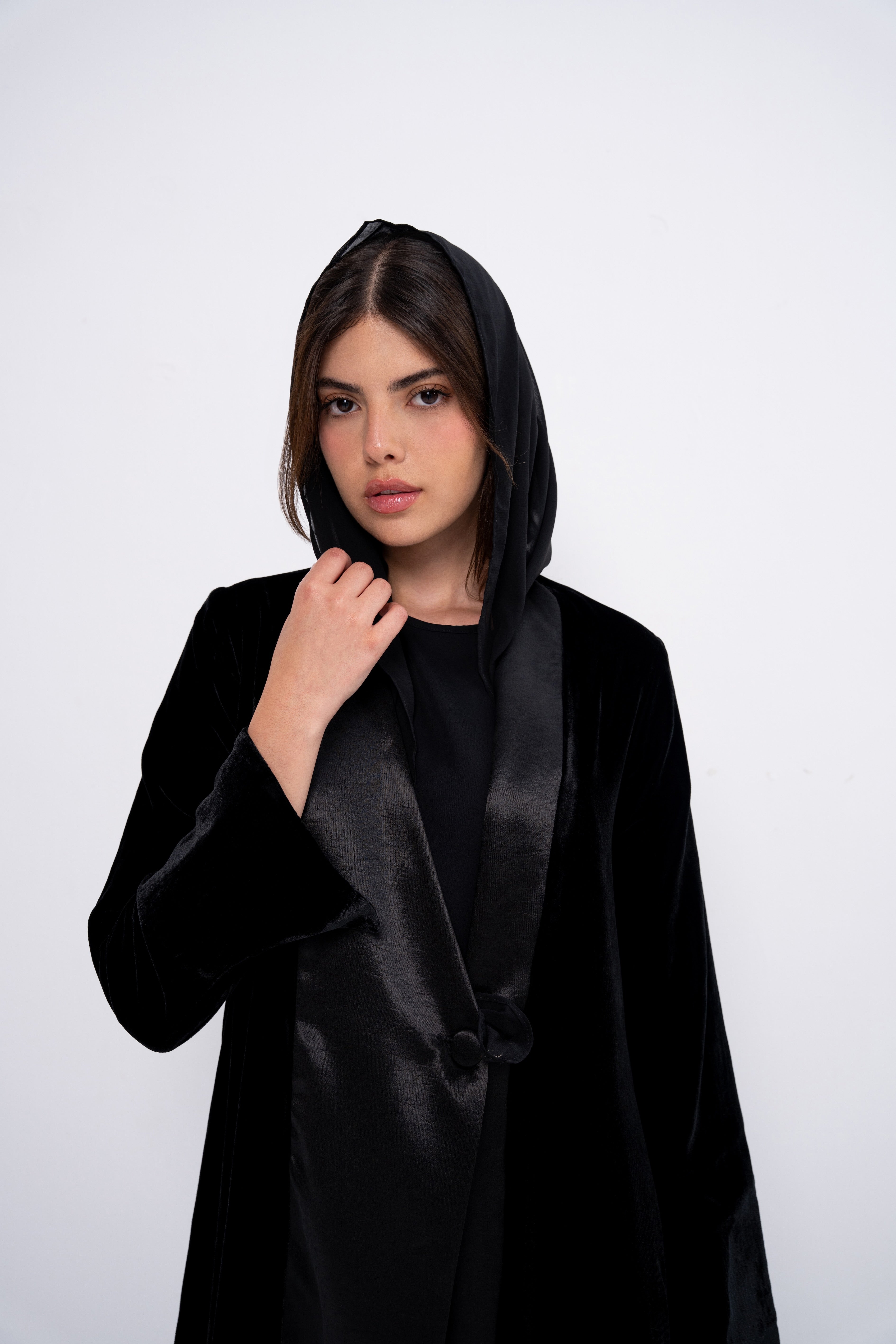 Velvet Suit Abaya in Black