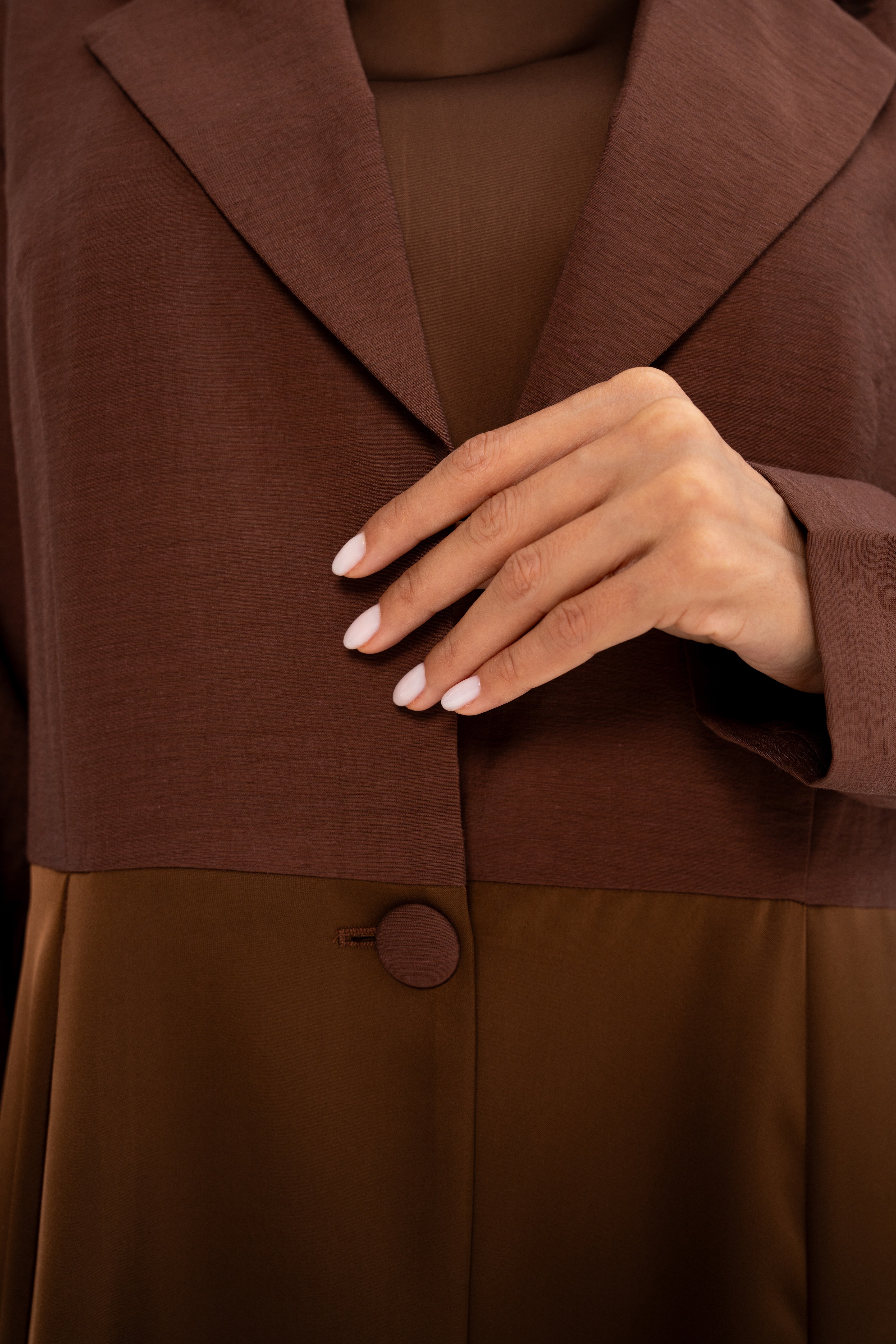 Multi-Fabric Abaya in Brown