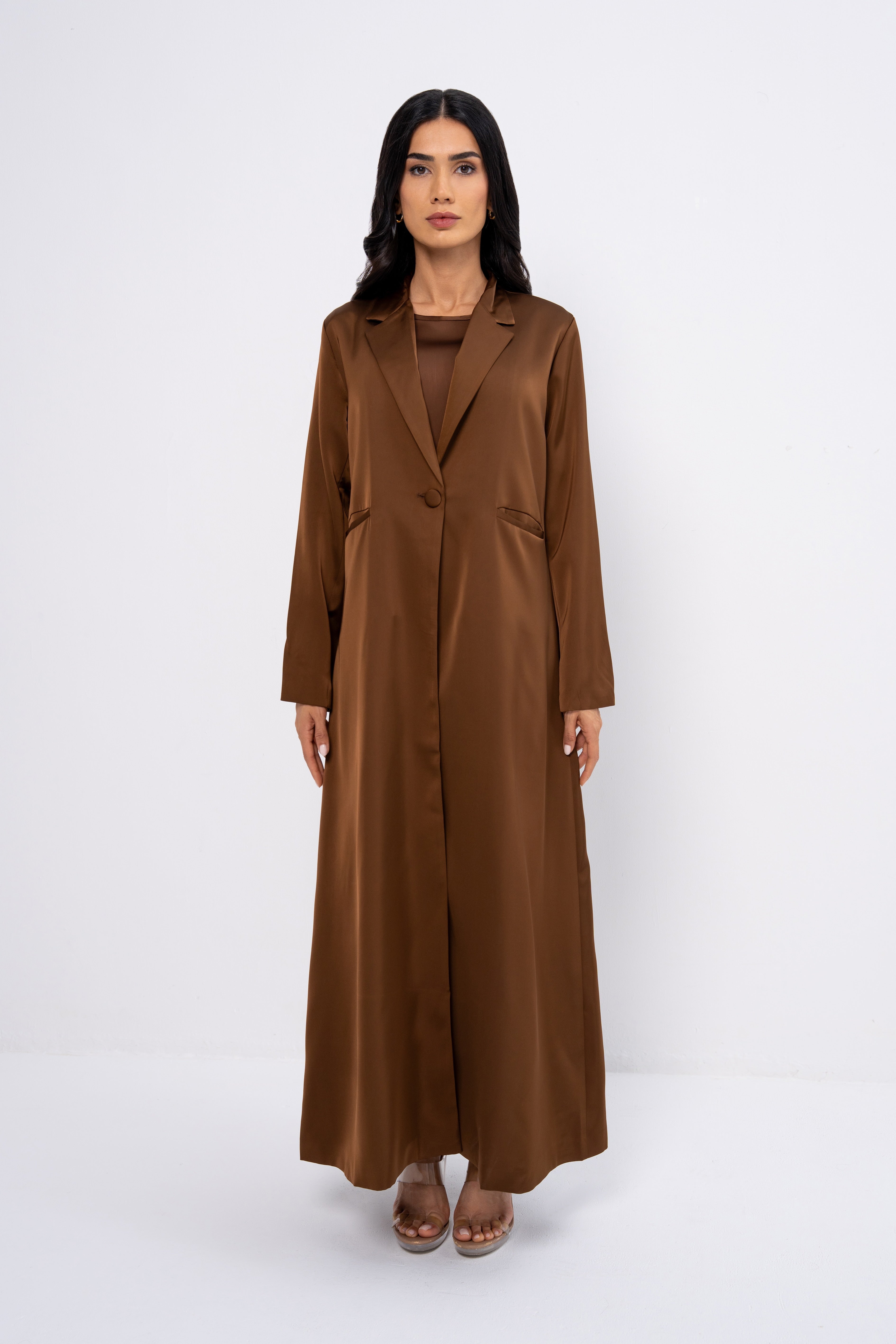 Silk Abaya in Brown