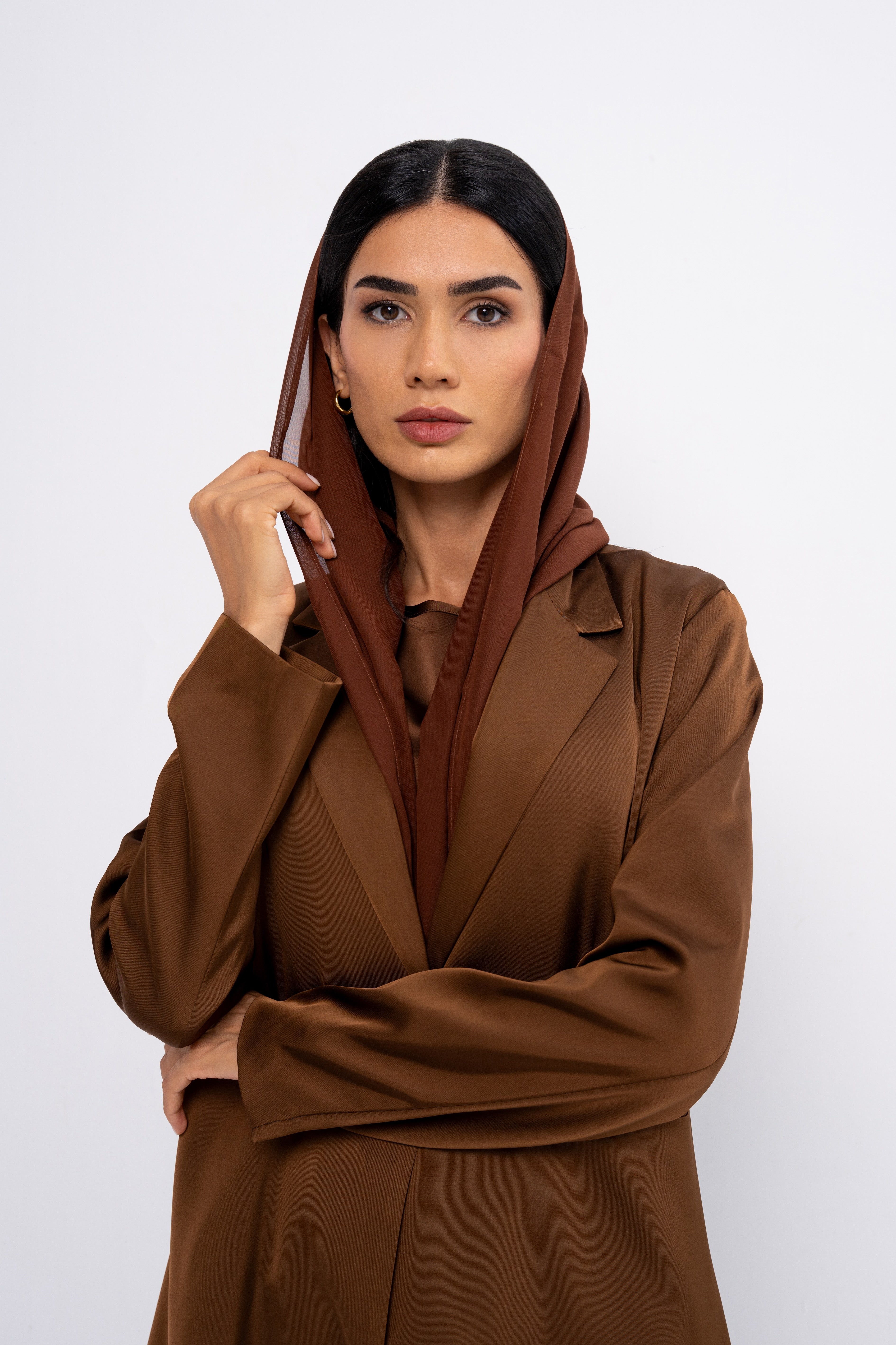 Silk Abaya in Brown