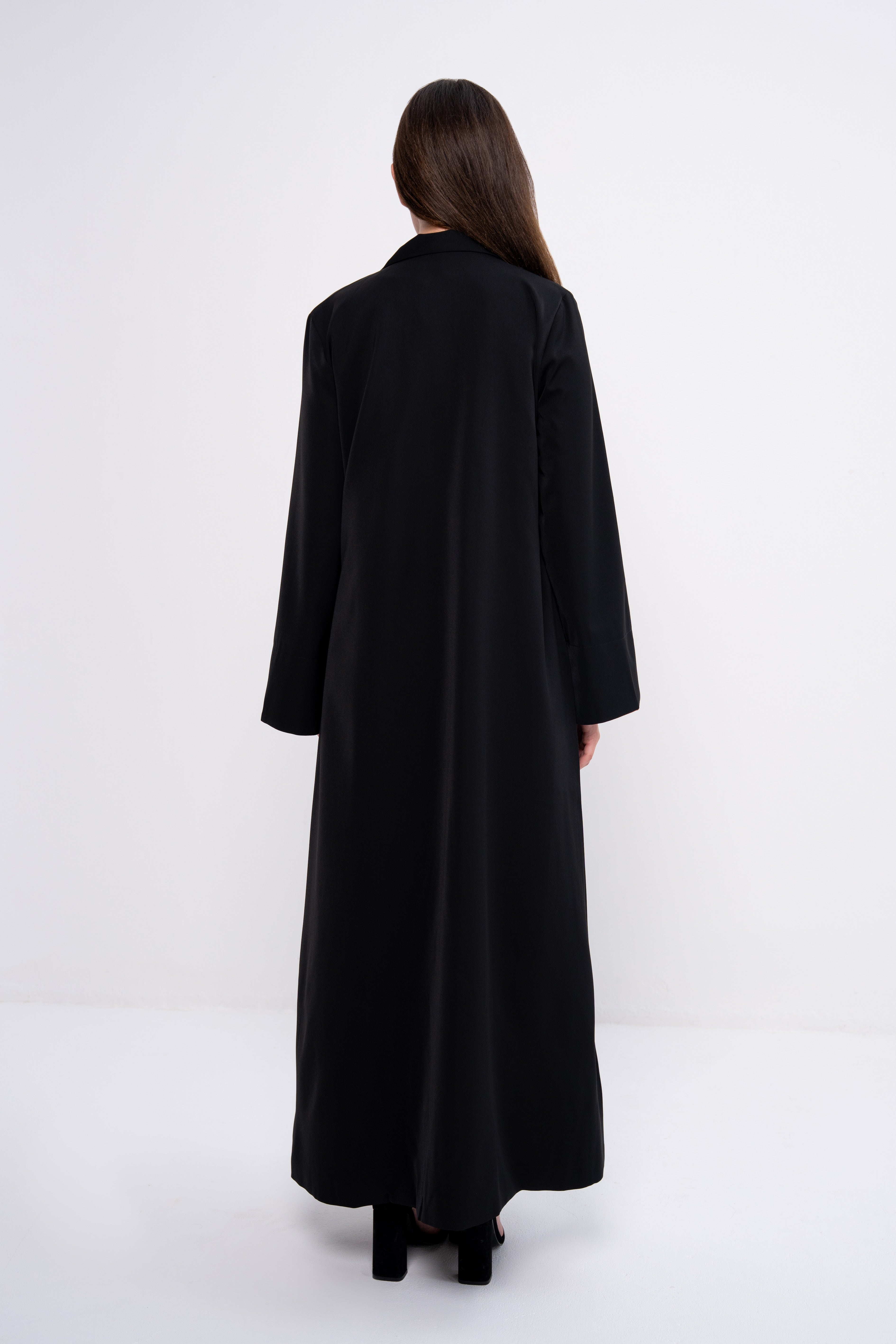 Abaya with Brown Sleeve Detail in Black