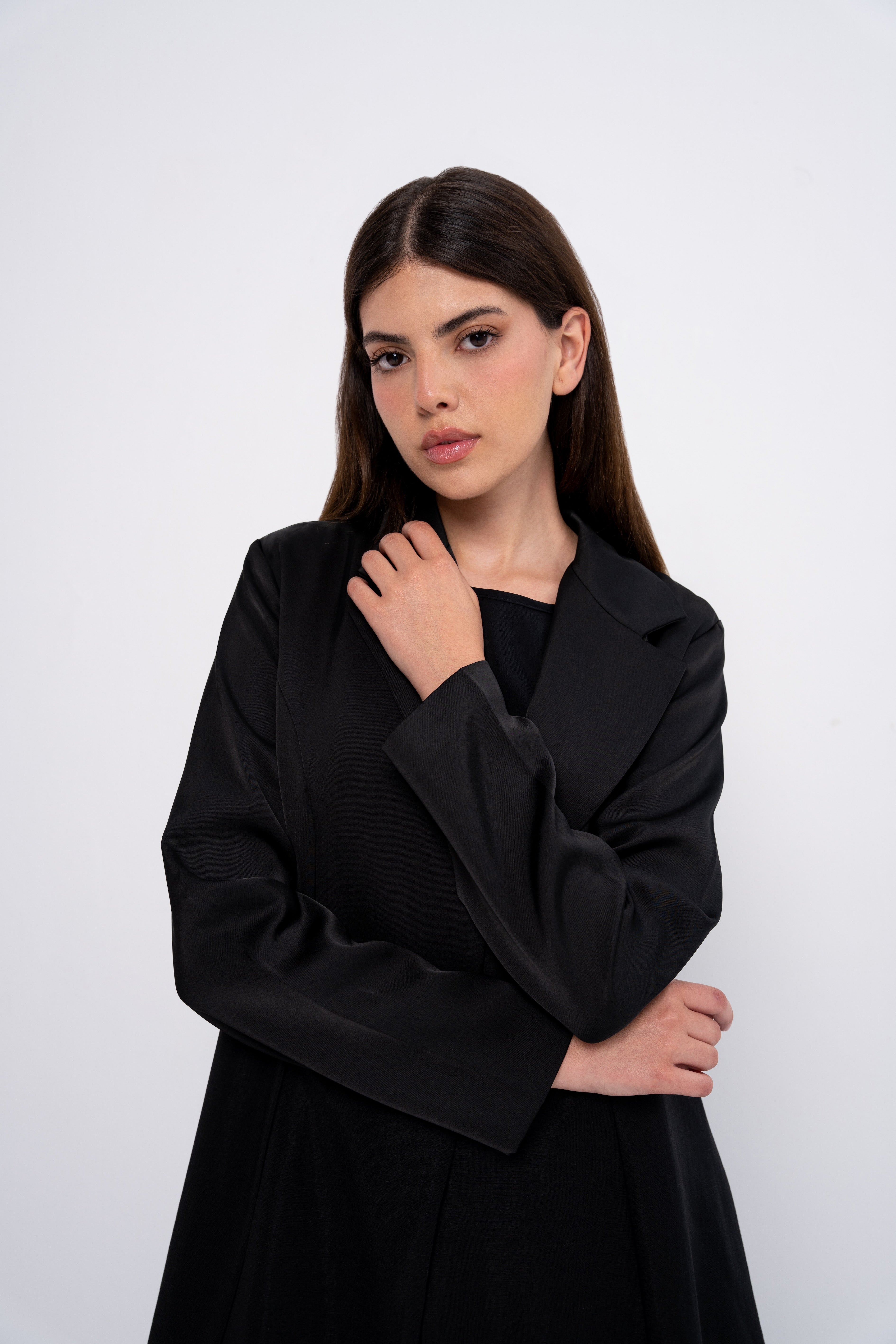 Multi-Fabric Abaya in Black