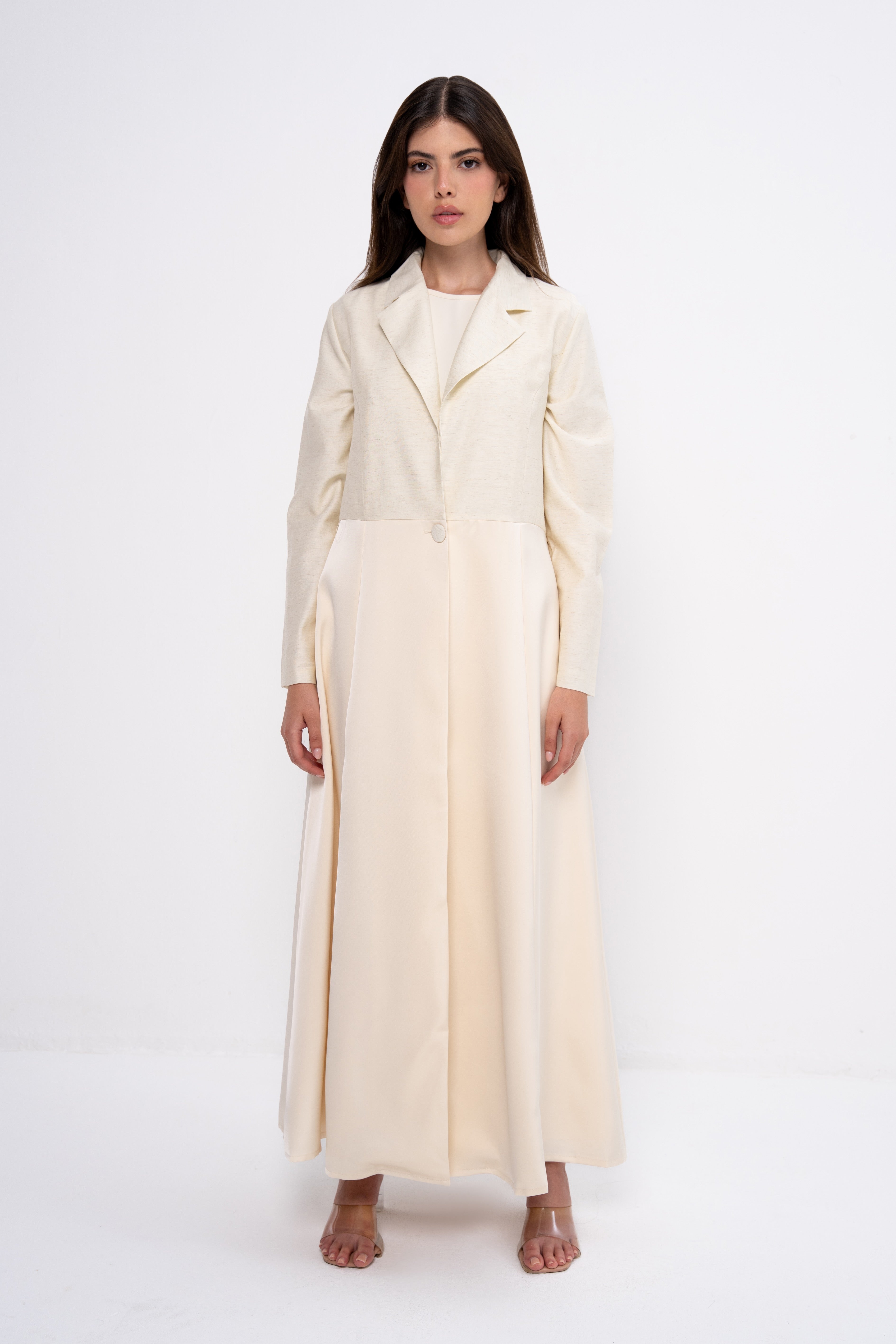 Multi-Fabric Abaya in Beige