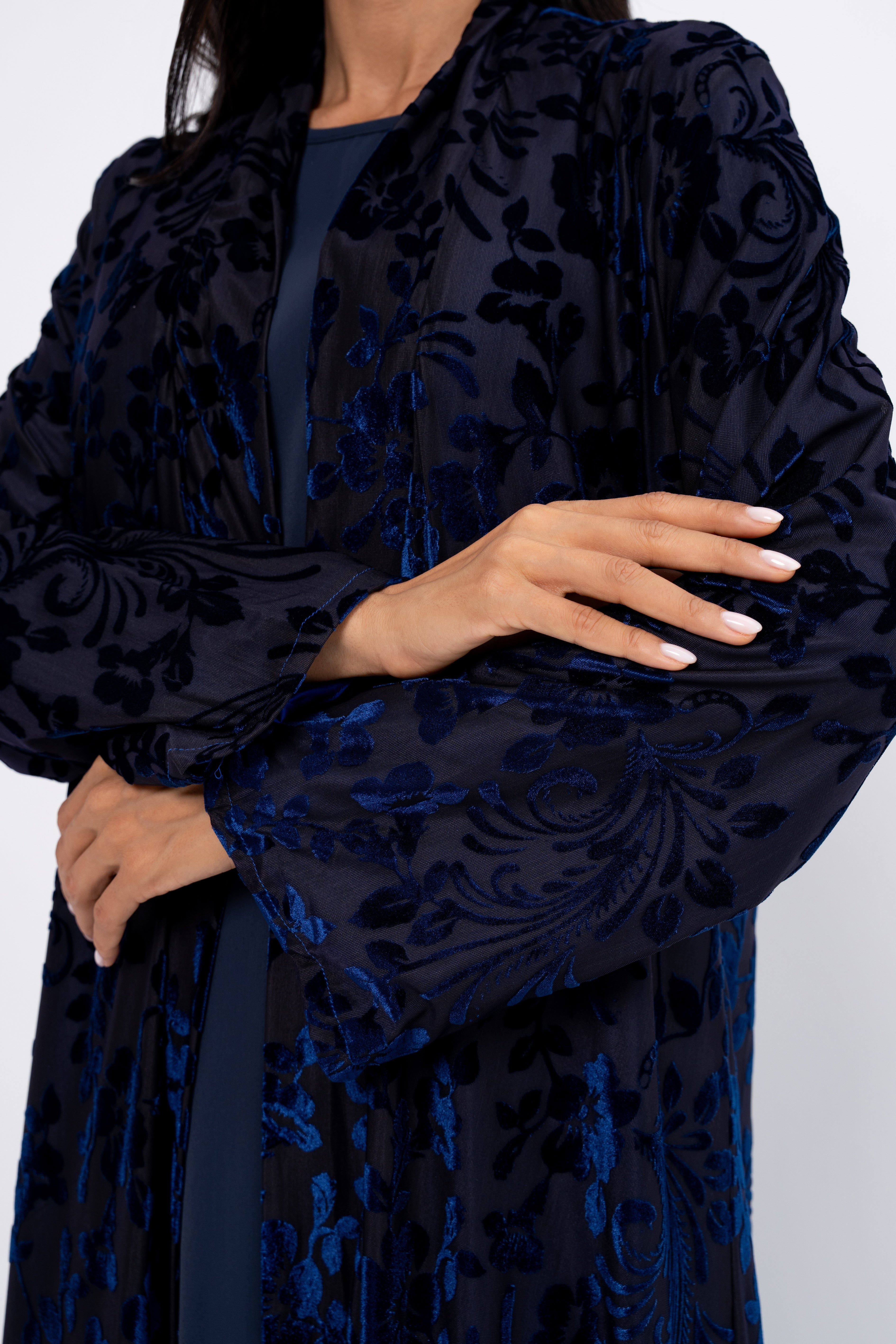Embroidered Detail Abaya Navy Blue