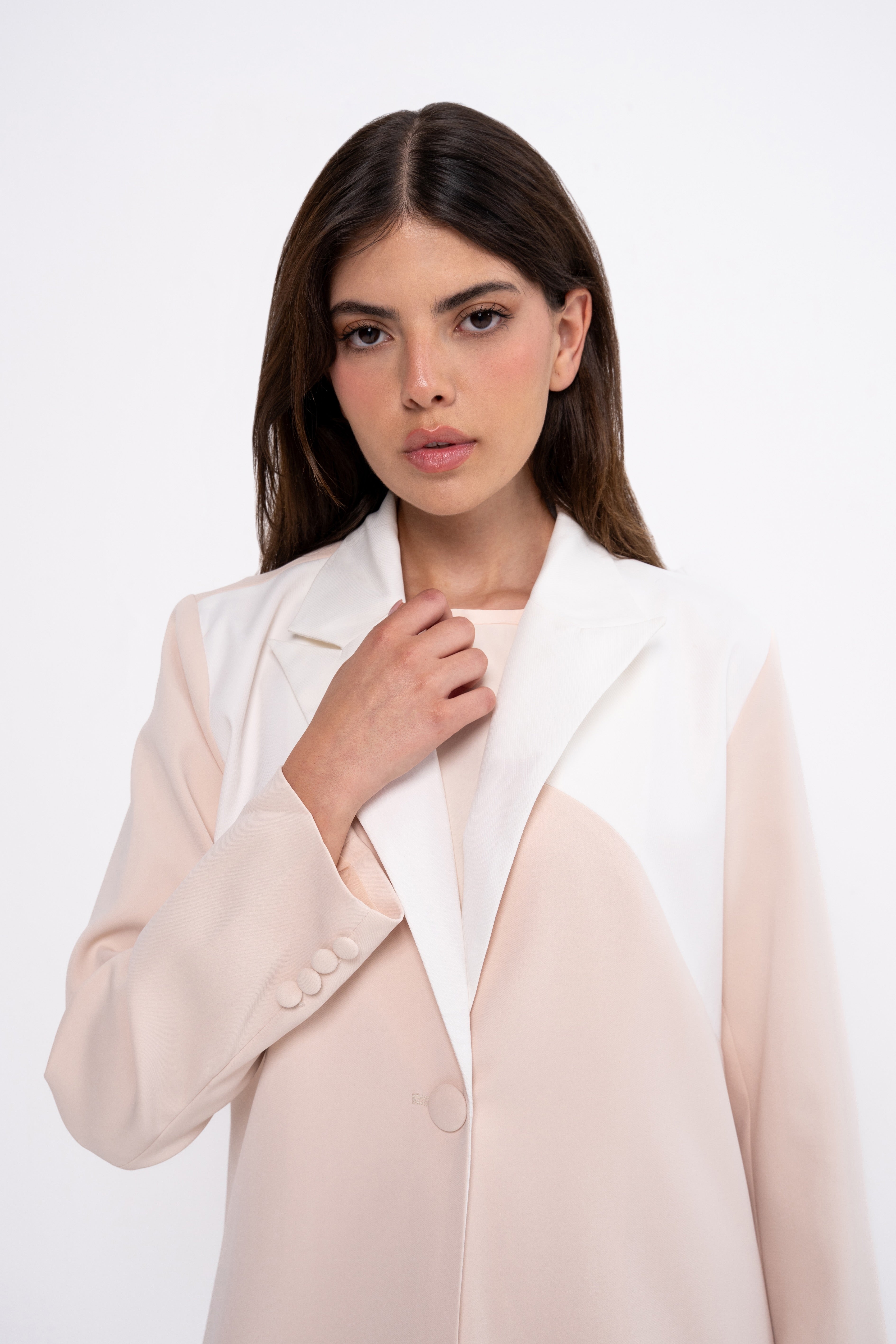Color Block Suit Abaya in Beige