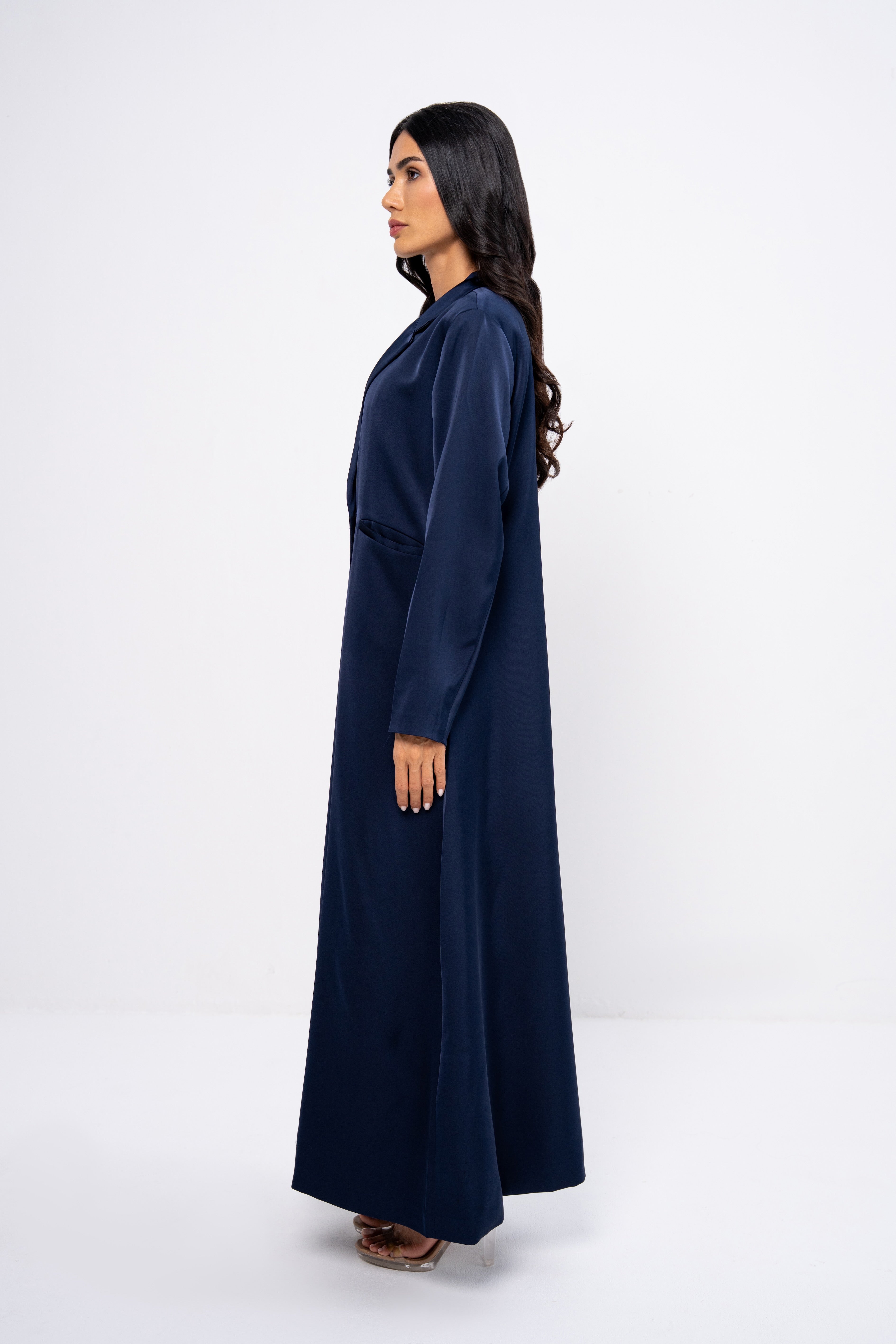 Silk Abaya in Navy Blue