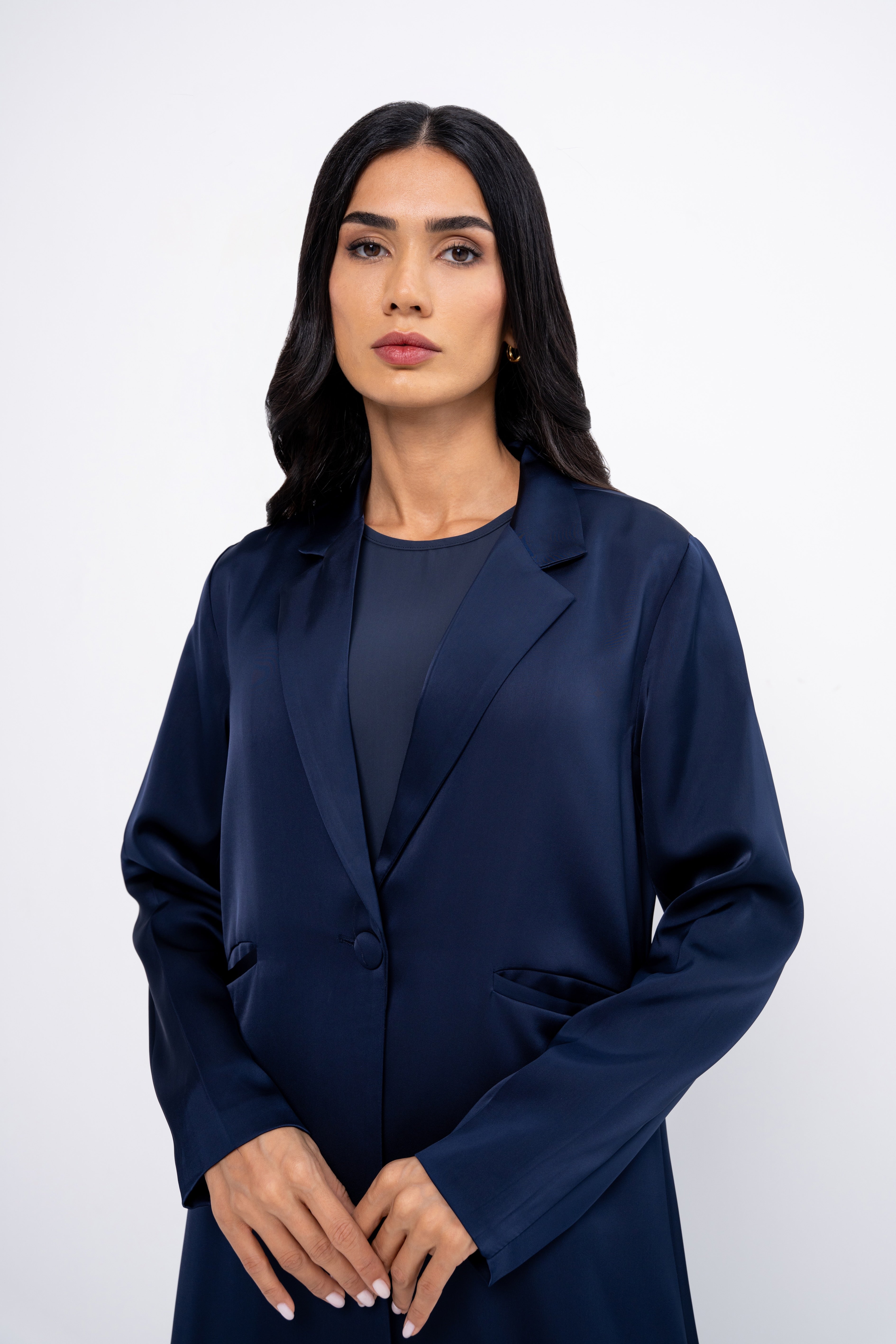 Silk Abaya in Navy Blue