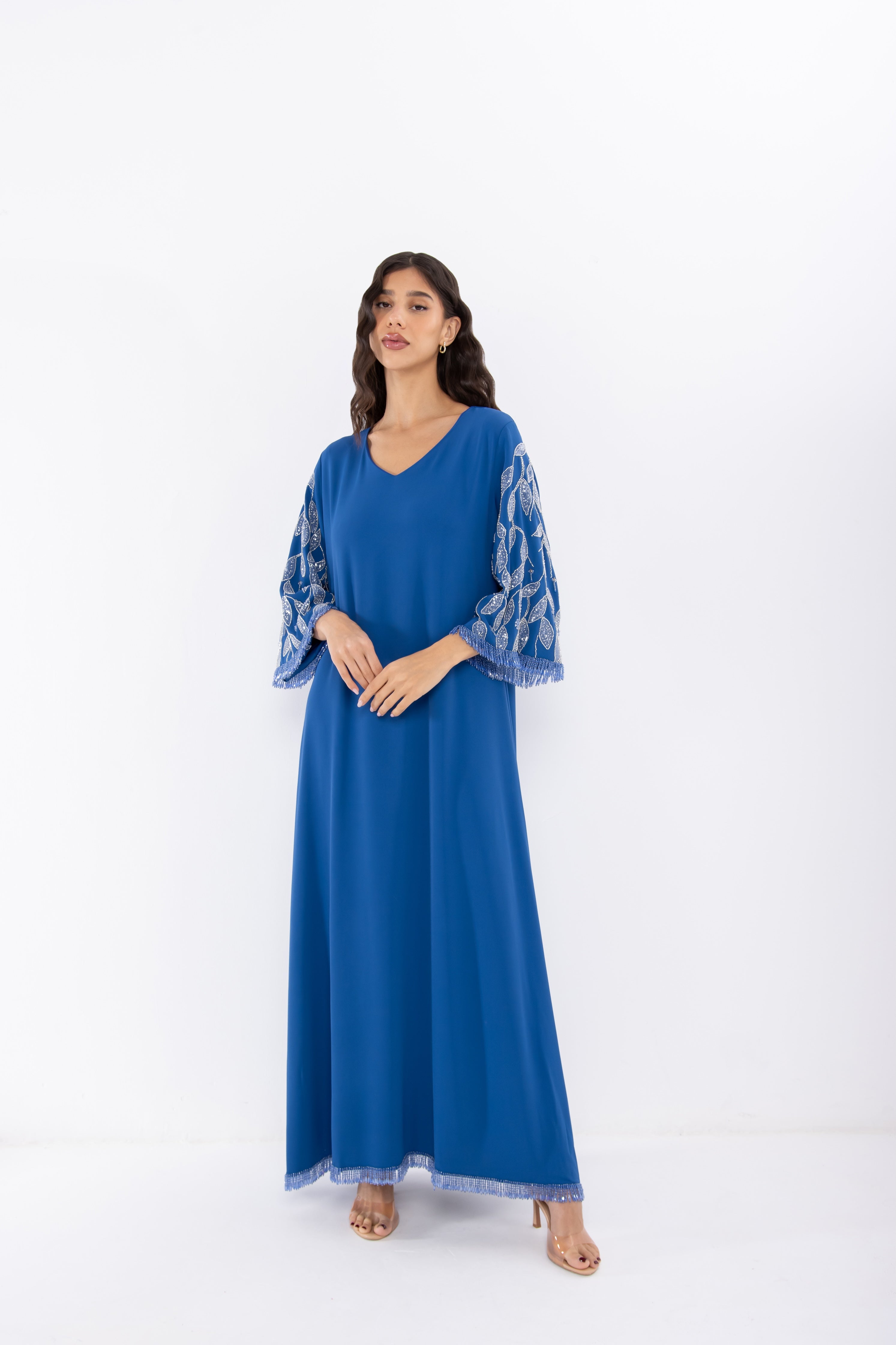 Navy Jalabiya with Sleeve Embellishment