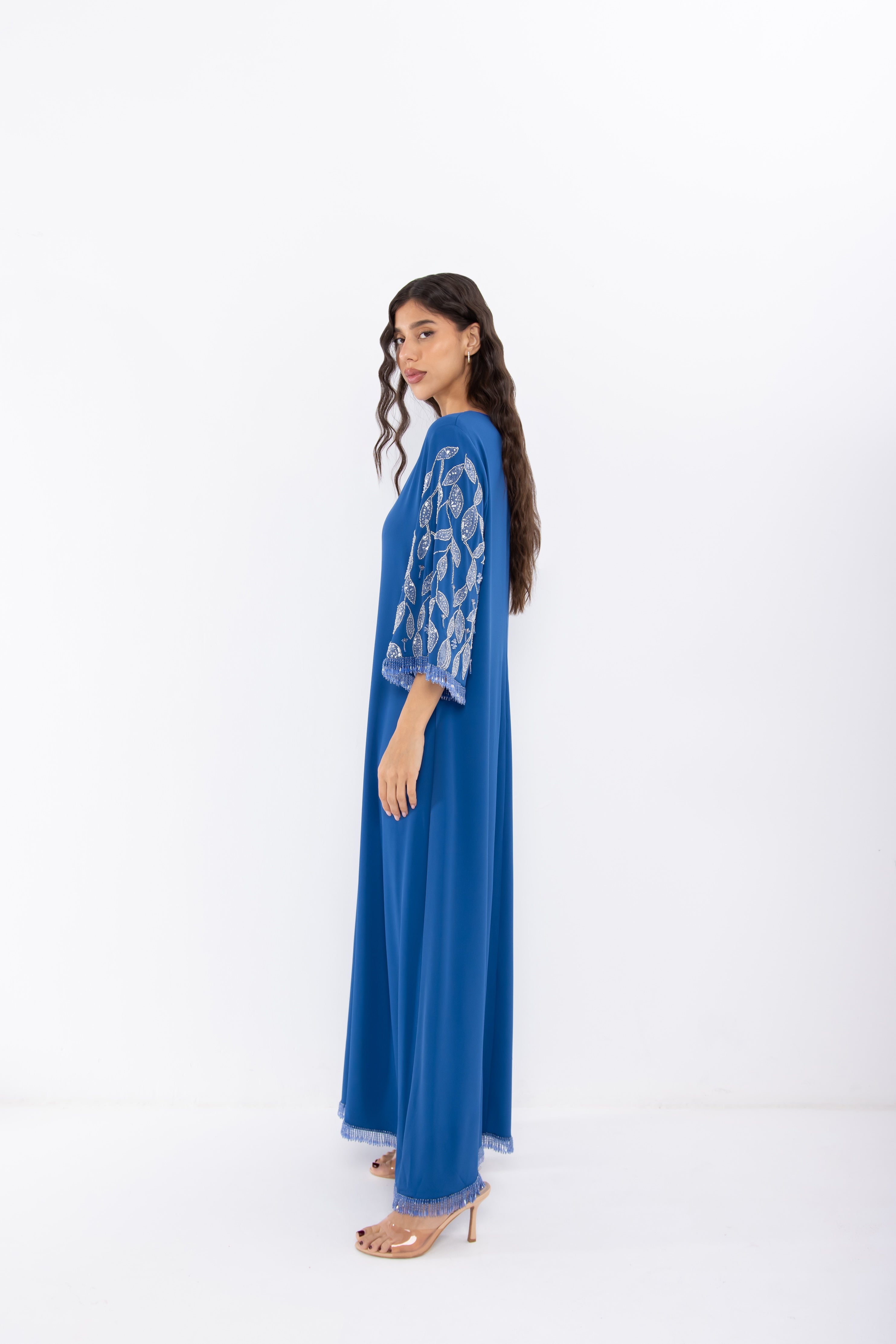 Navy Jalabiya with Sleeve Embellishment