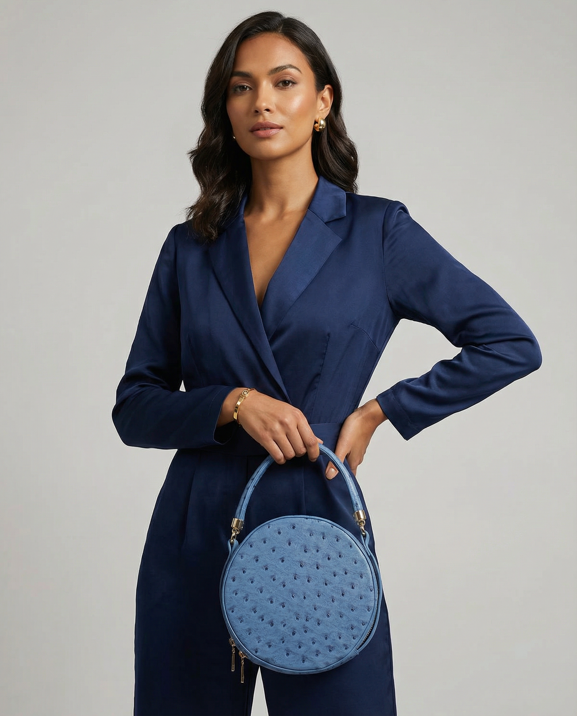 Round Crossbody Handbag in Blue