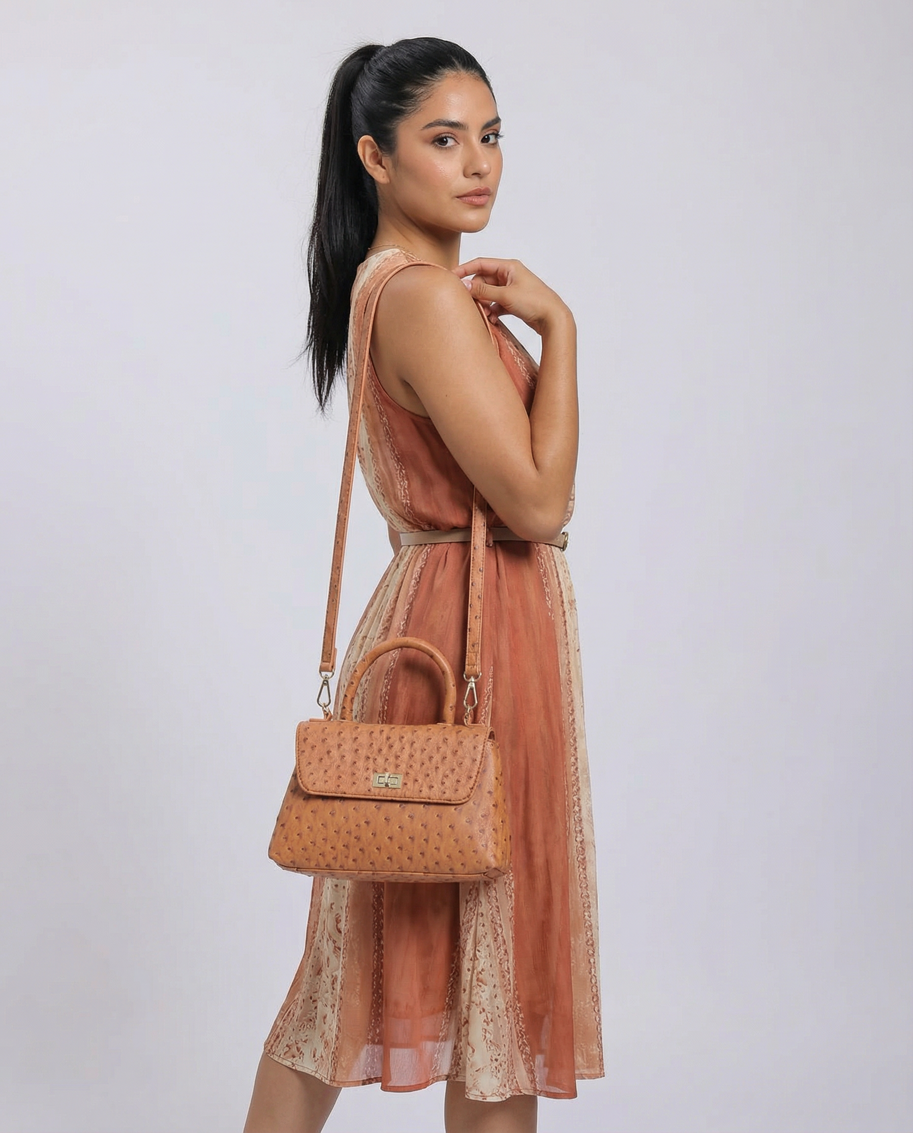 Classic Flap Bag with Handle in Brown