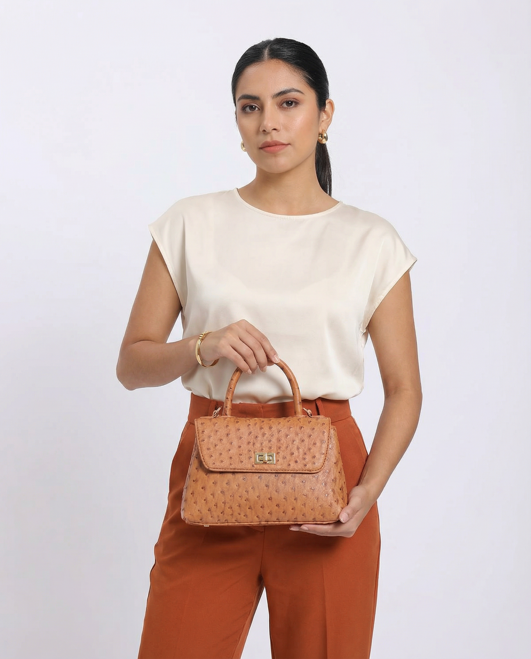 Classic Flap Bag with Handle in Brown