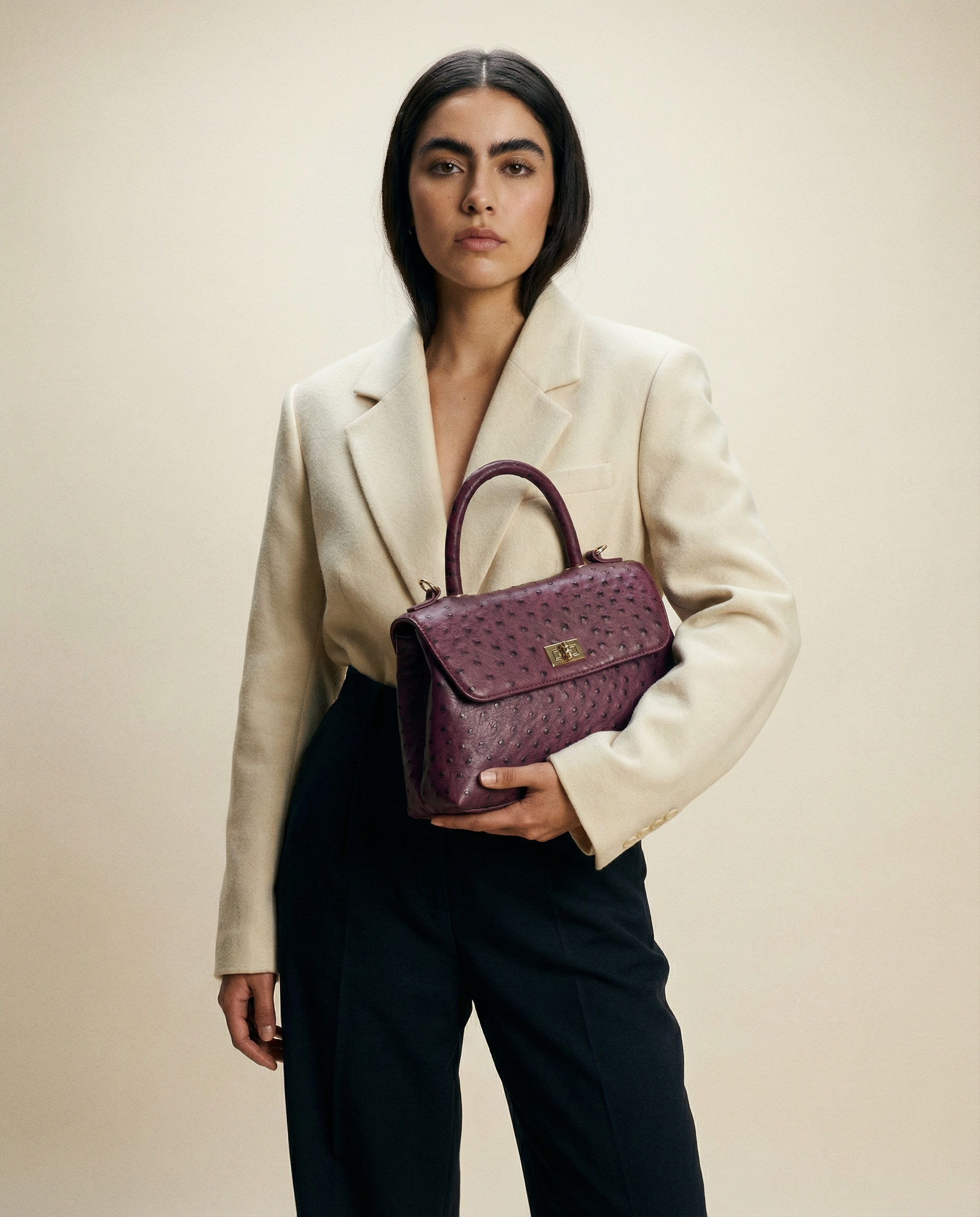 Classic Flap Bag with Handle in Burgundy