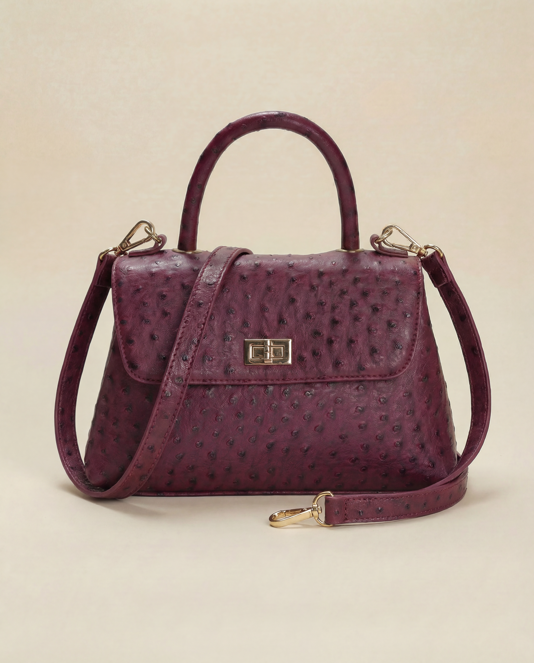 Classic Flap Bag with Handle in Burgundy
