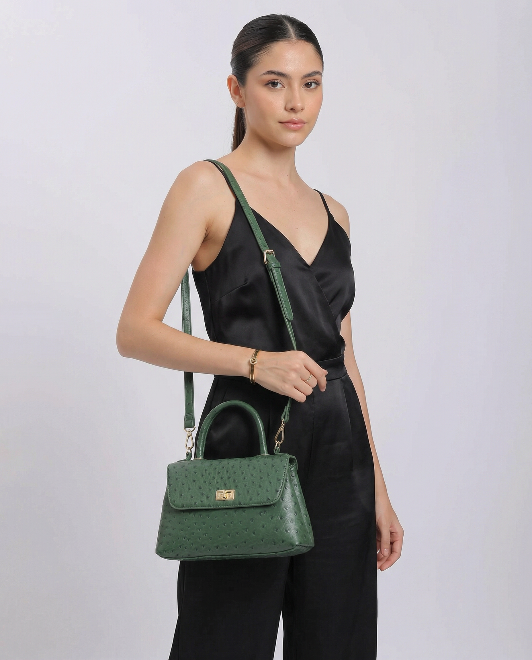 Classic Flap Bag with Handle in Green