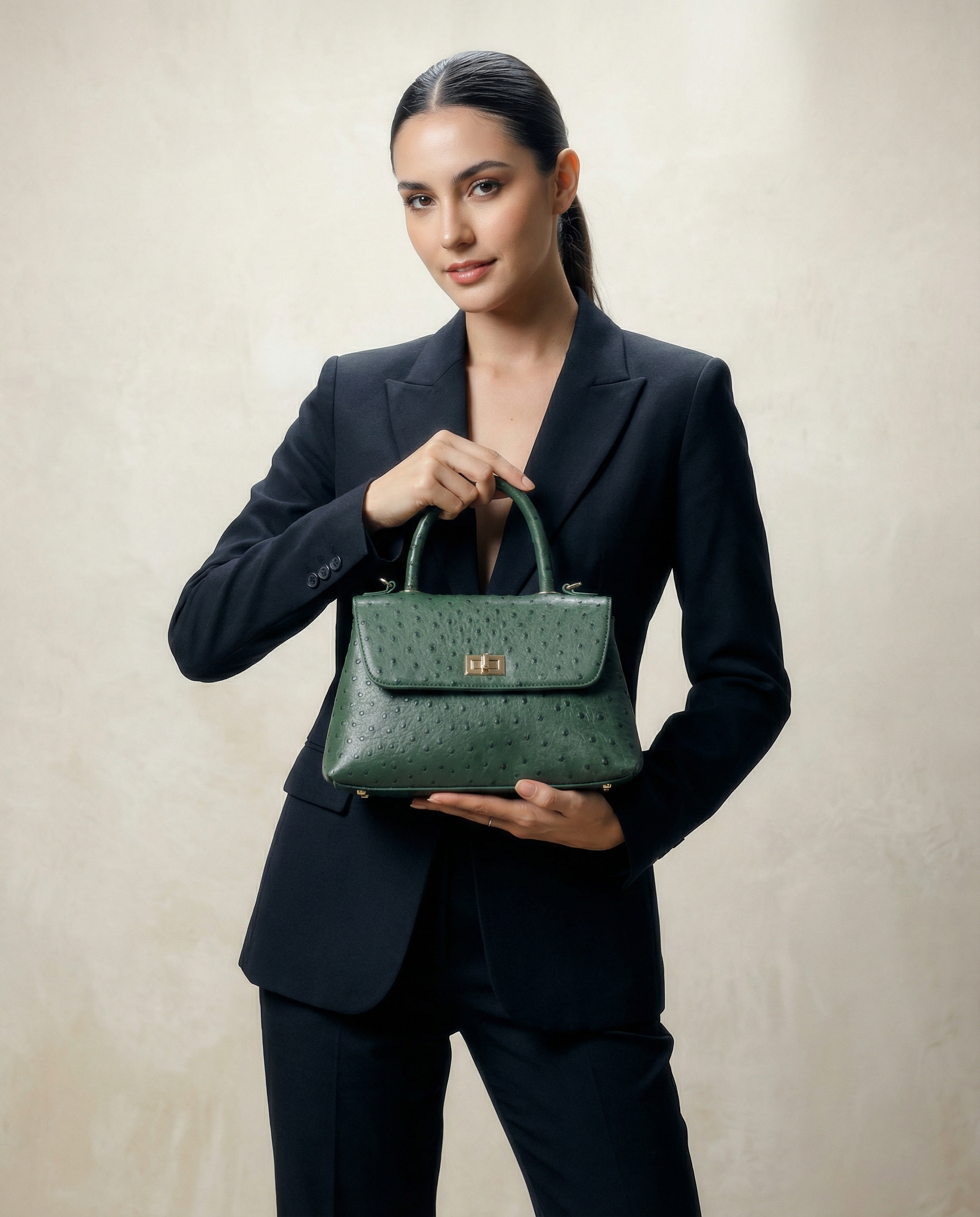 Classic Flap Bag with Handle in Green