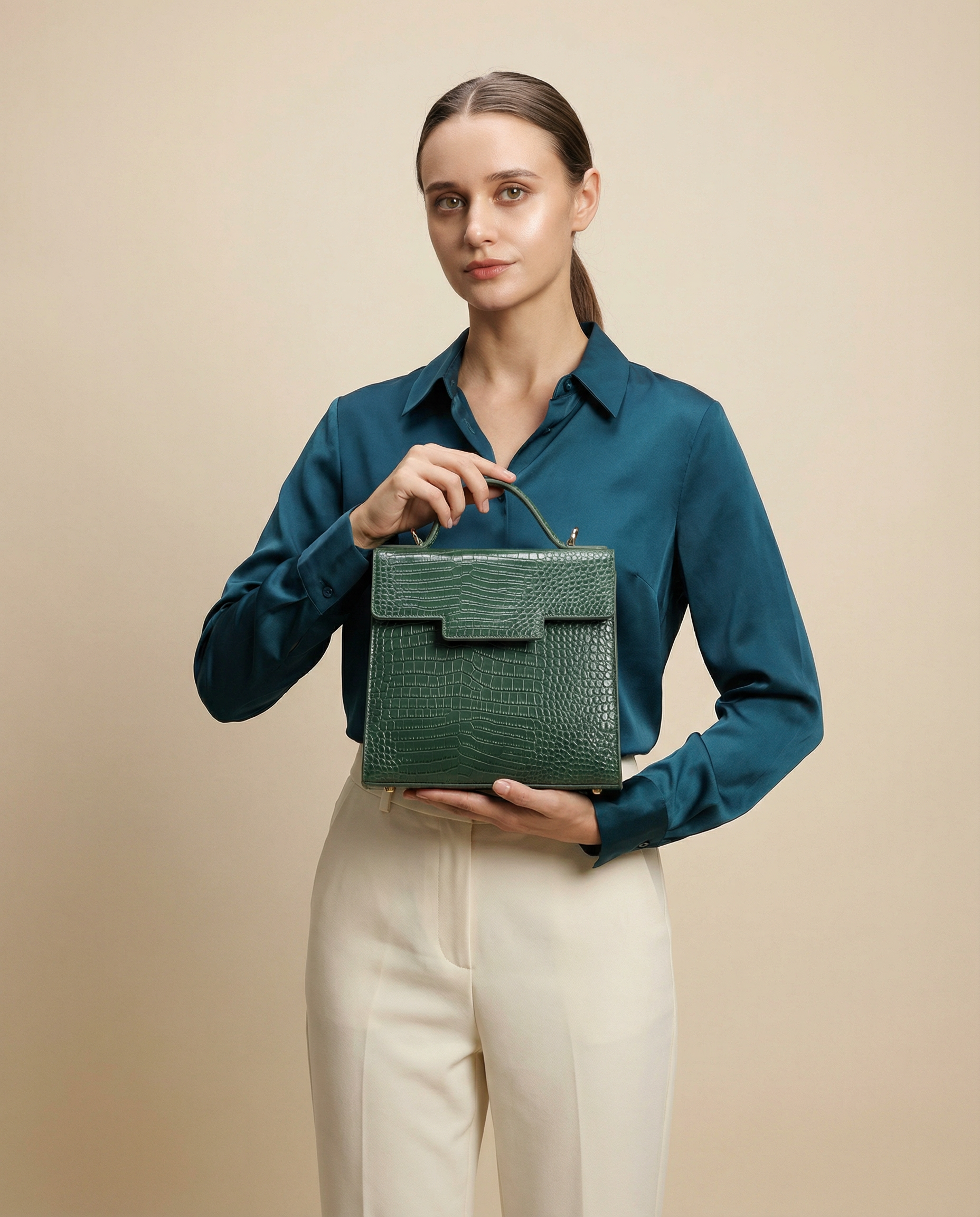 Square Crossbody Messenger Bag in Green