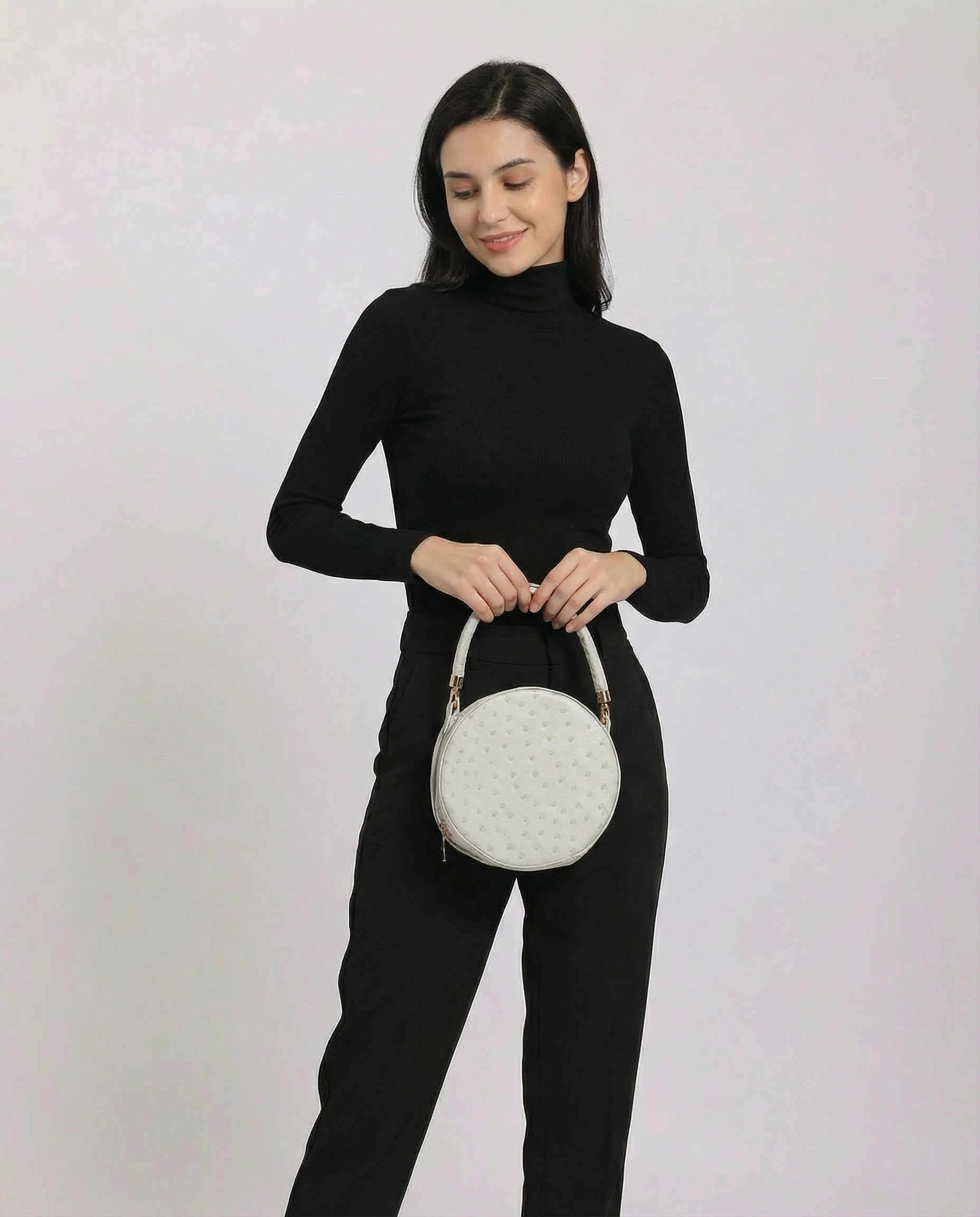 Round Crossbody Handbag in Grey