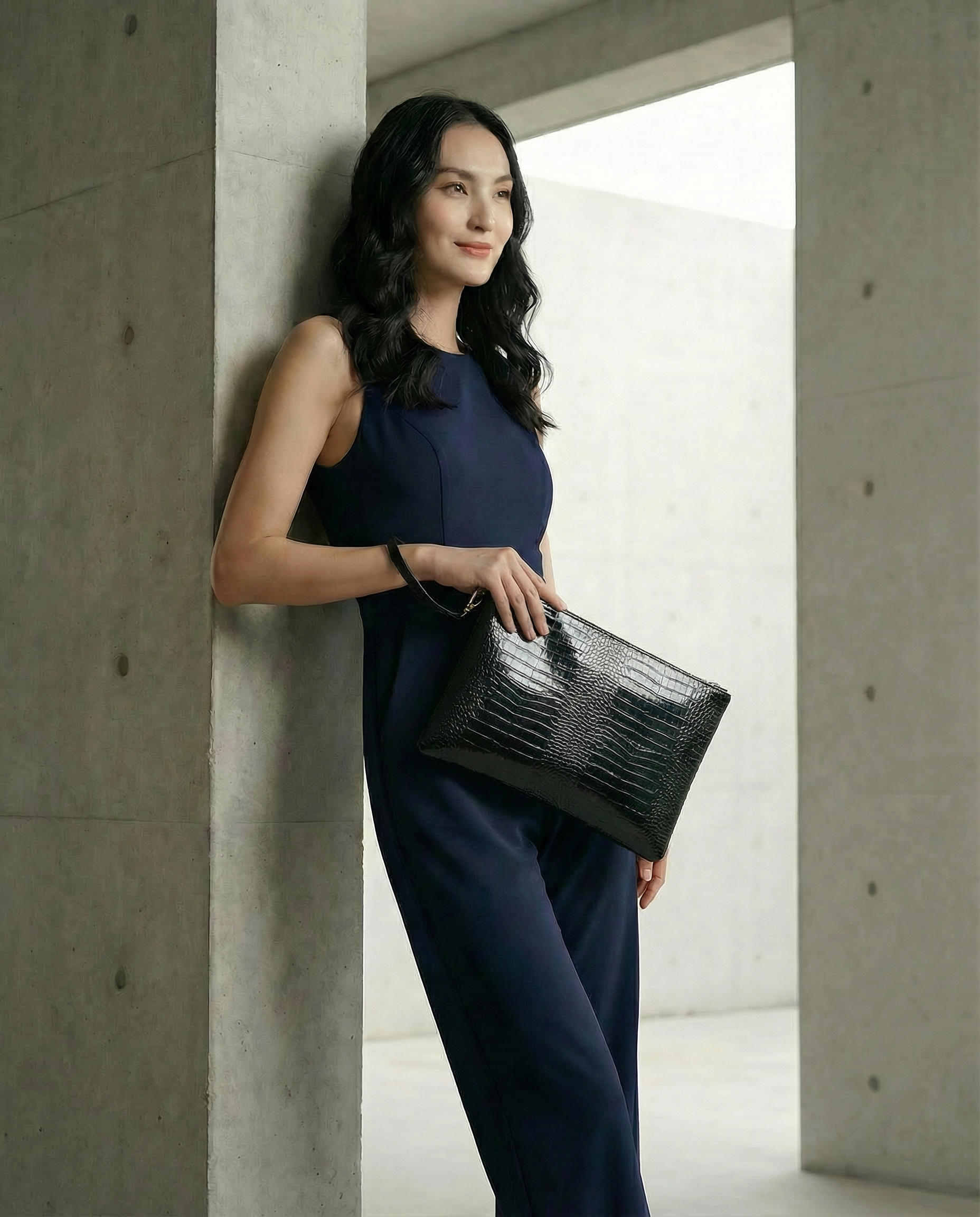 Black Crocodile Laptop Bag