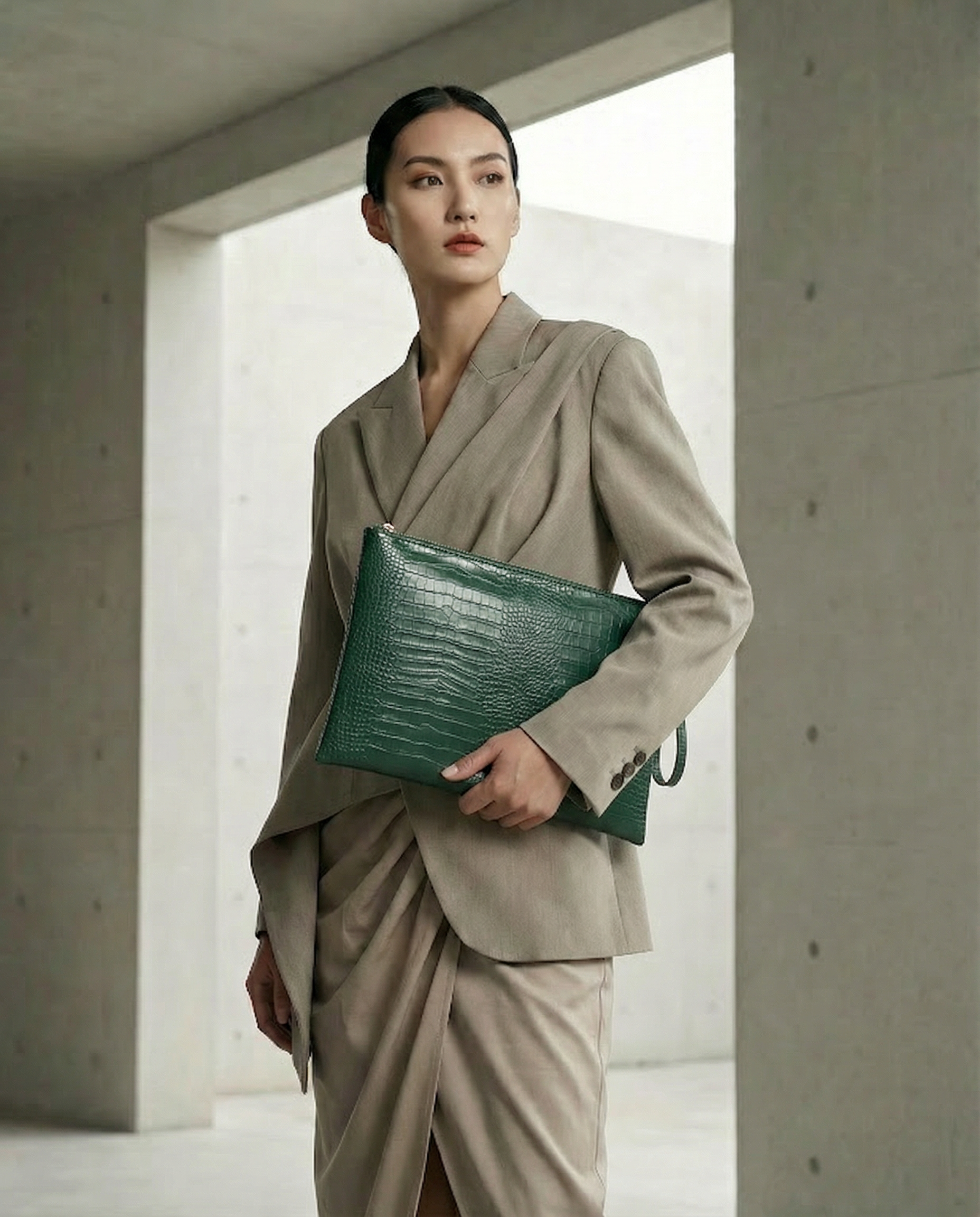 Green Crocodile Laptop Bag