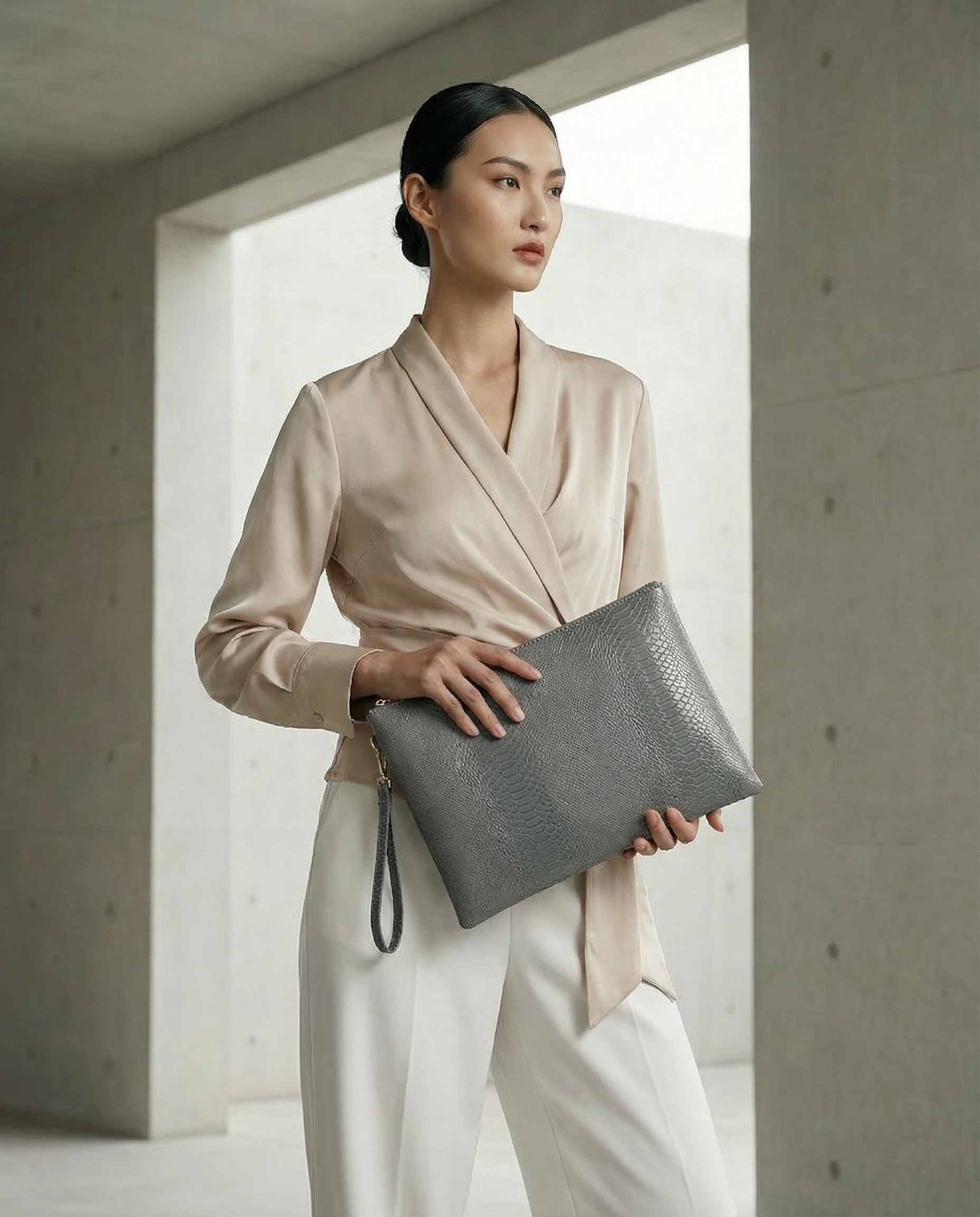 Grey Snakeskin Laptop Bag