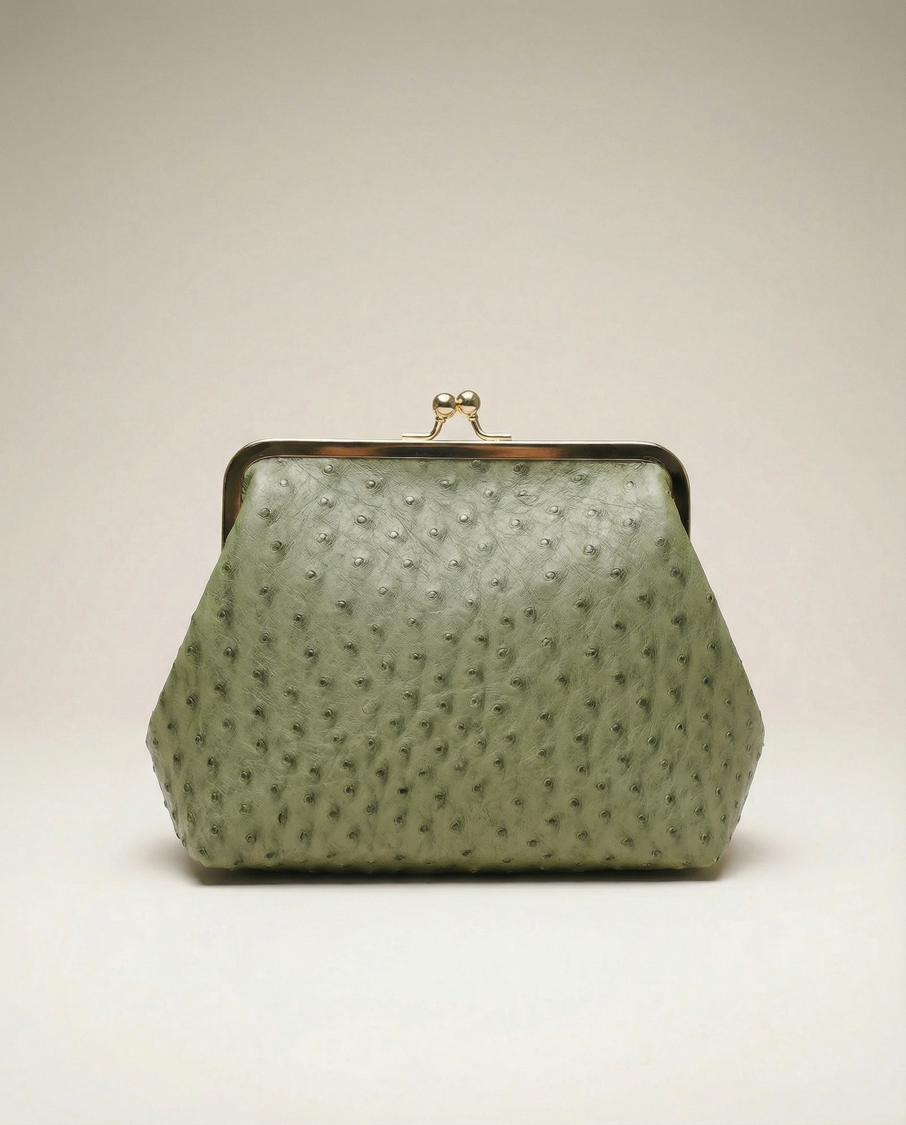 Metal Lock & Kiss Clutch in Olive