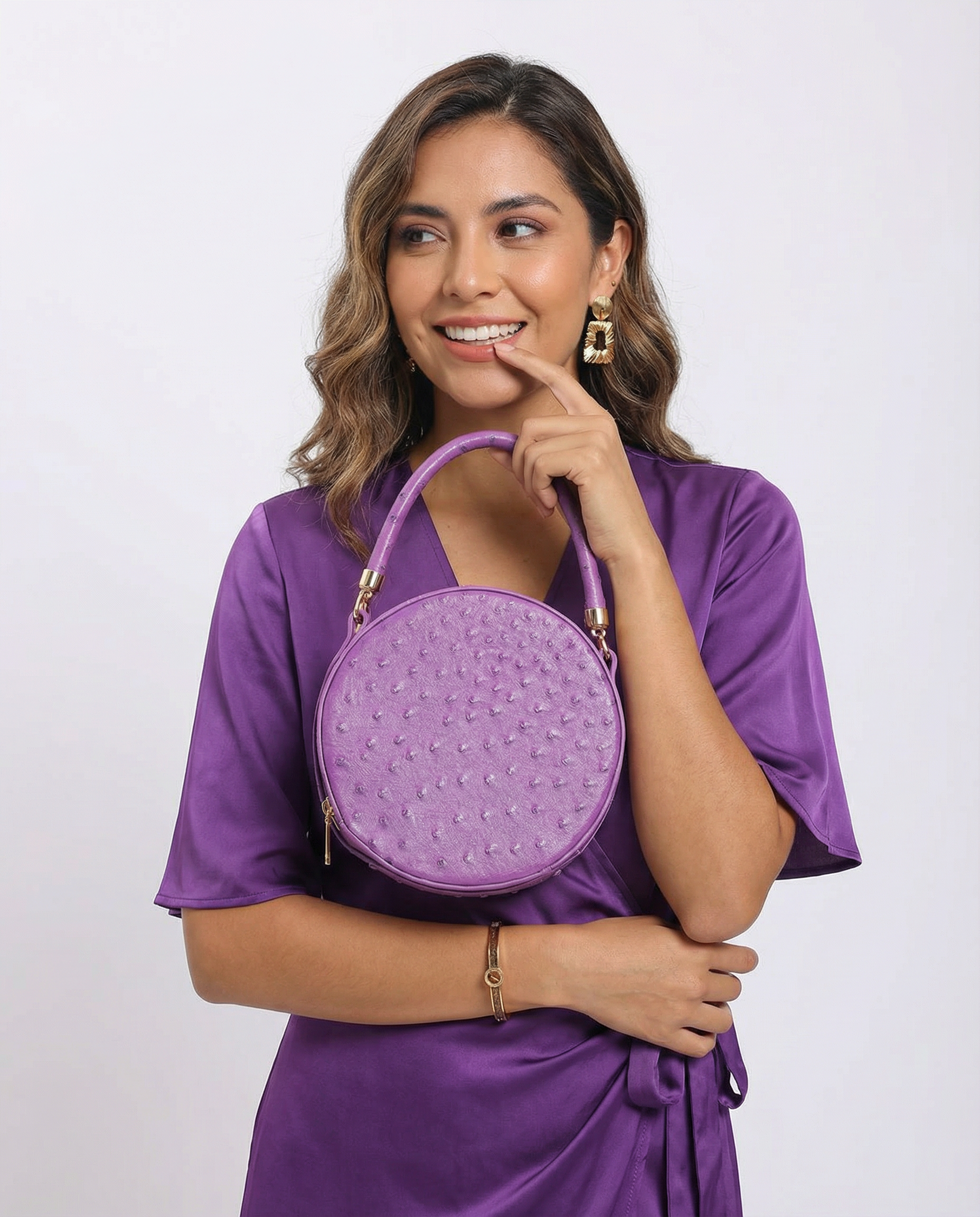 Round Crossbody Handbag in Purple