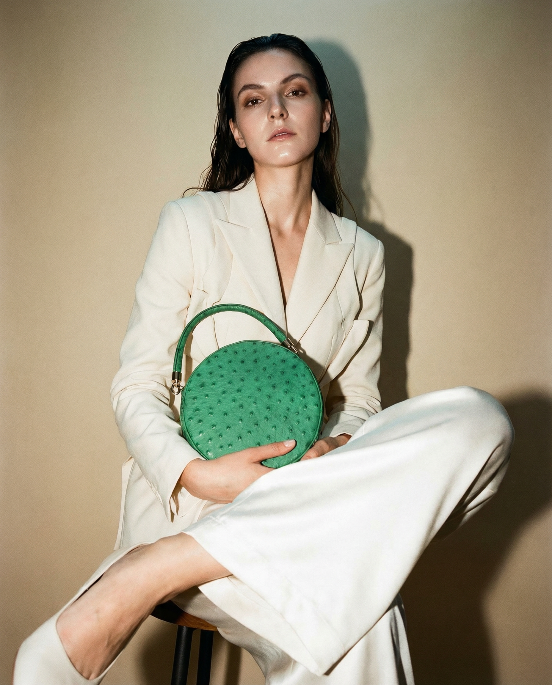 Round Crossbody Handbag in Green