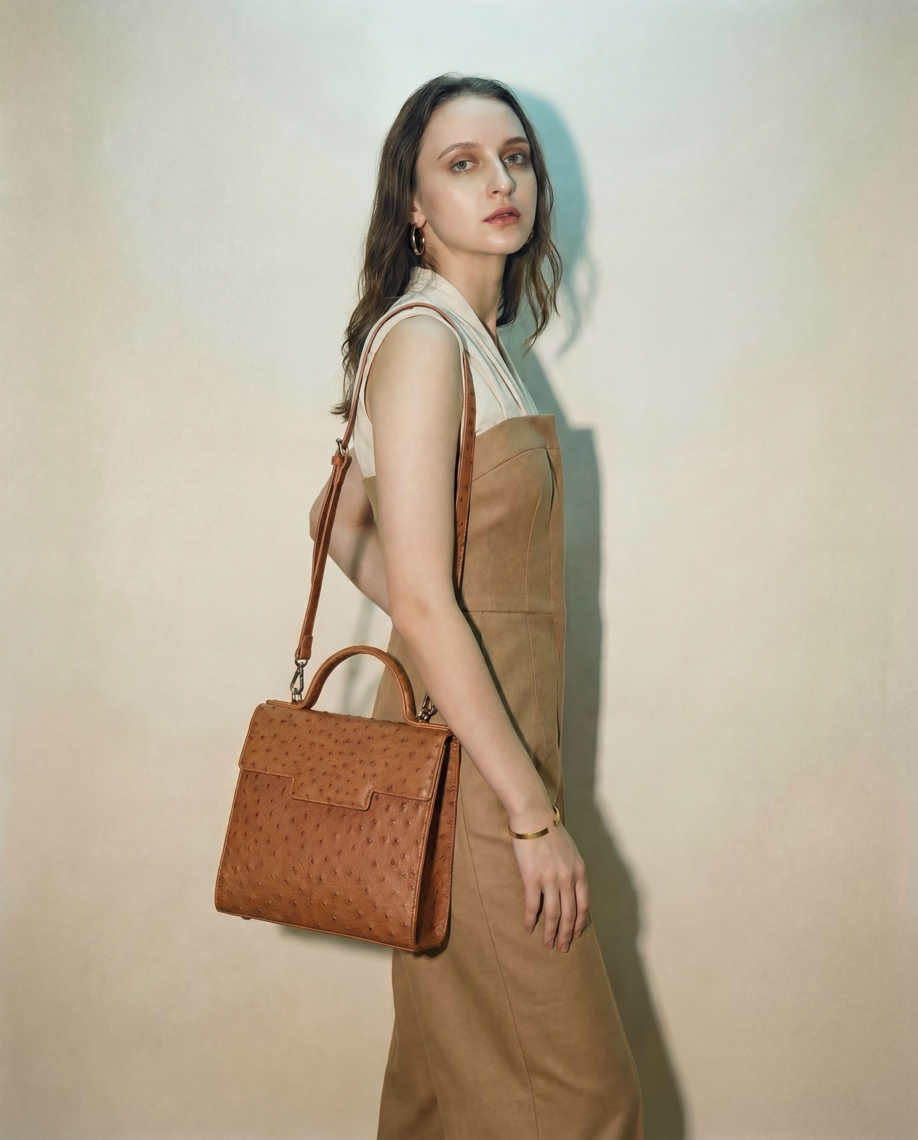 Square Crossbody Messenger Bag in Brown