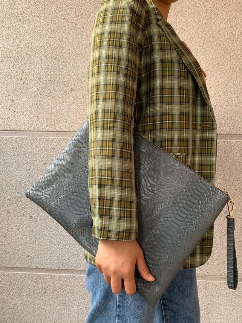 Grey Snakeskin Laptop Bag