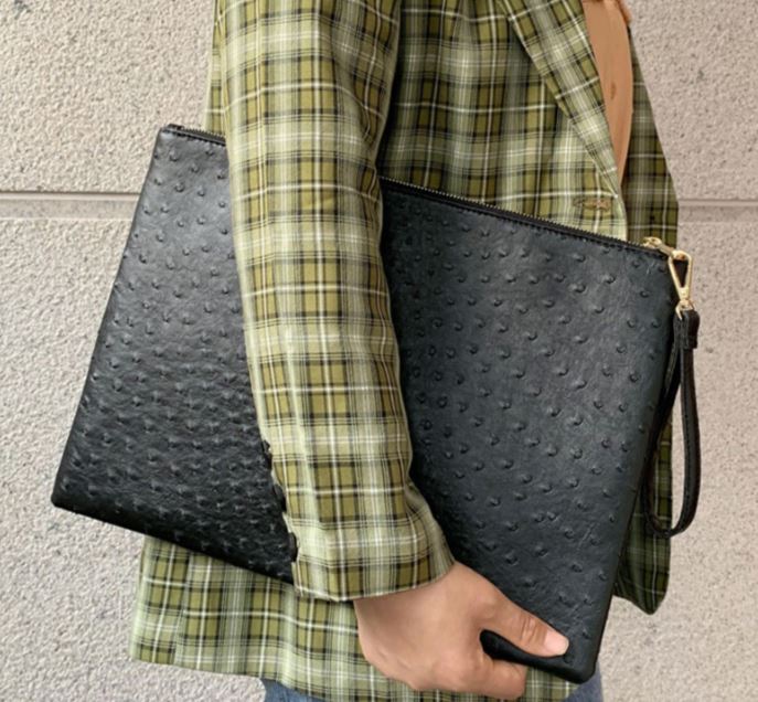 Black Ostrich Laptop Bag