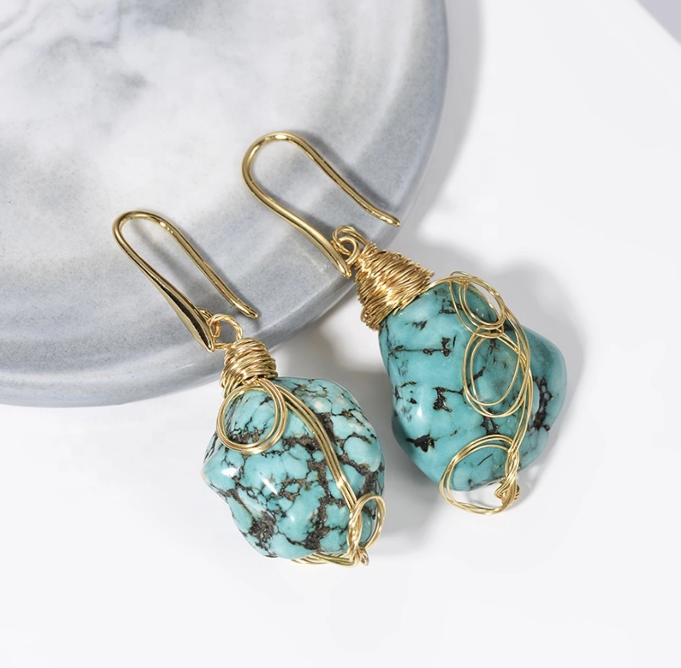 Turquoise Stone Drop Earrings