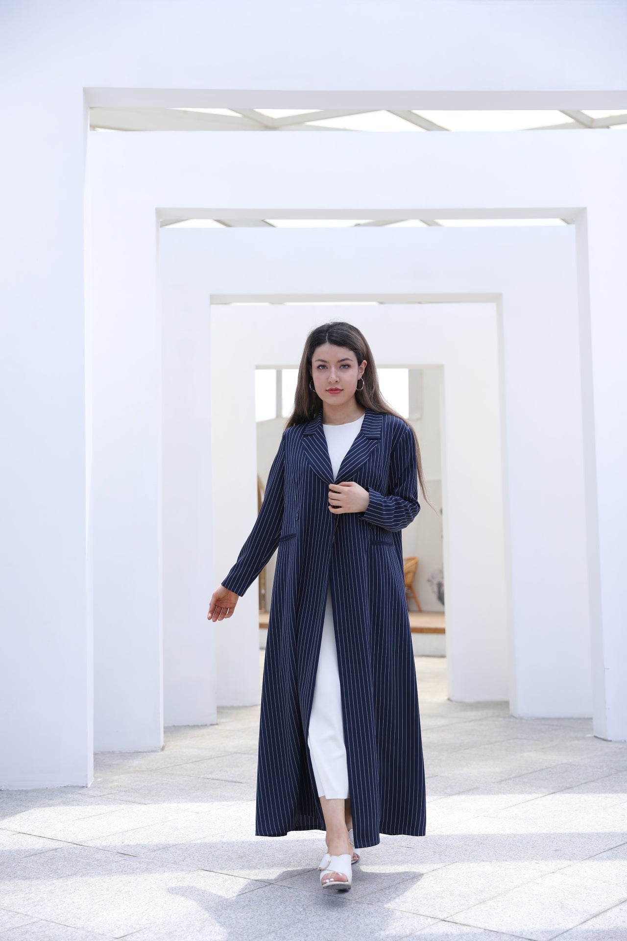 Navy Blue Striped Suit Abaya