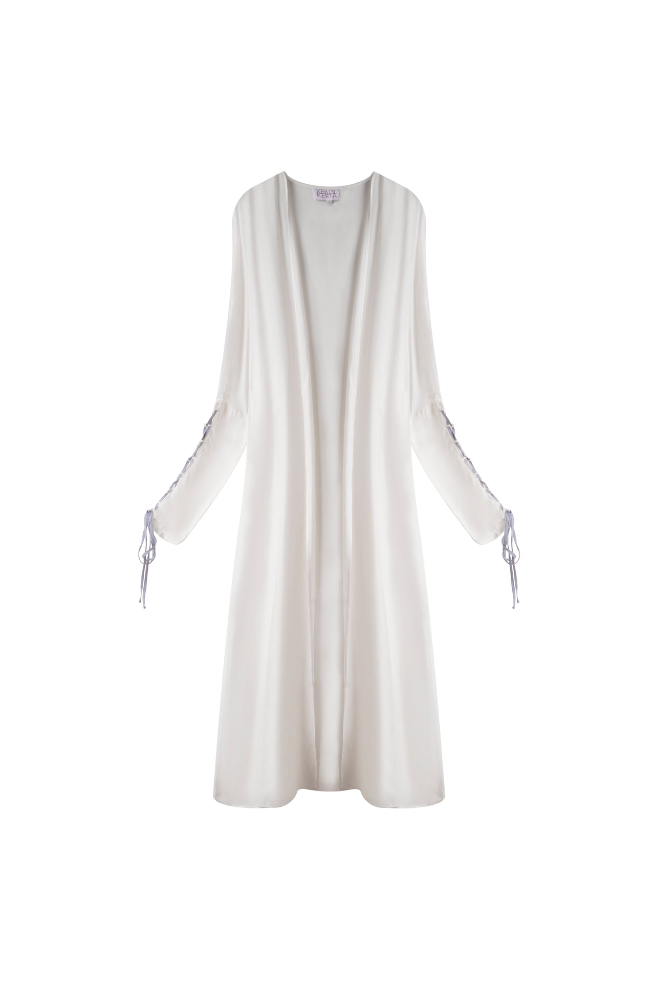 White Abaya with Blue Lace Sleeve
