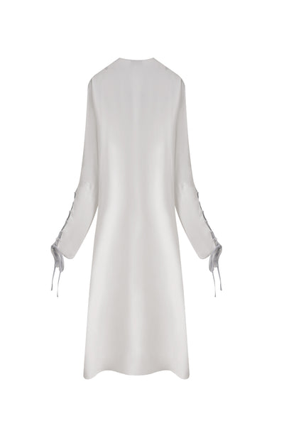 White Abaya with Blue Lace Sleeve