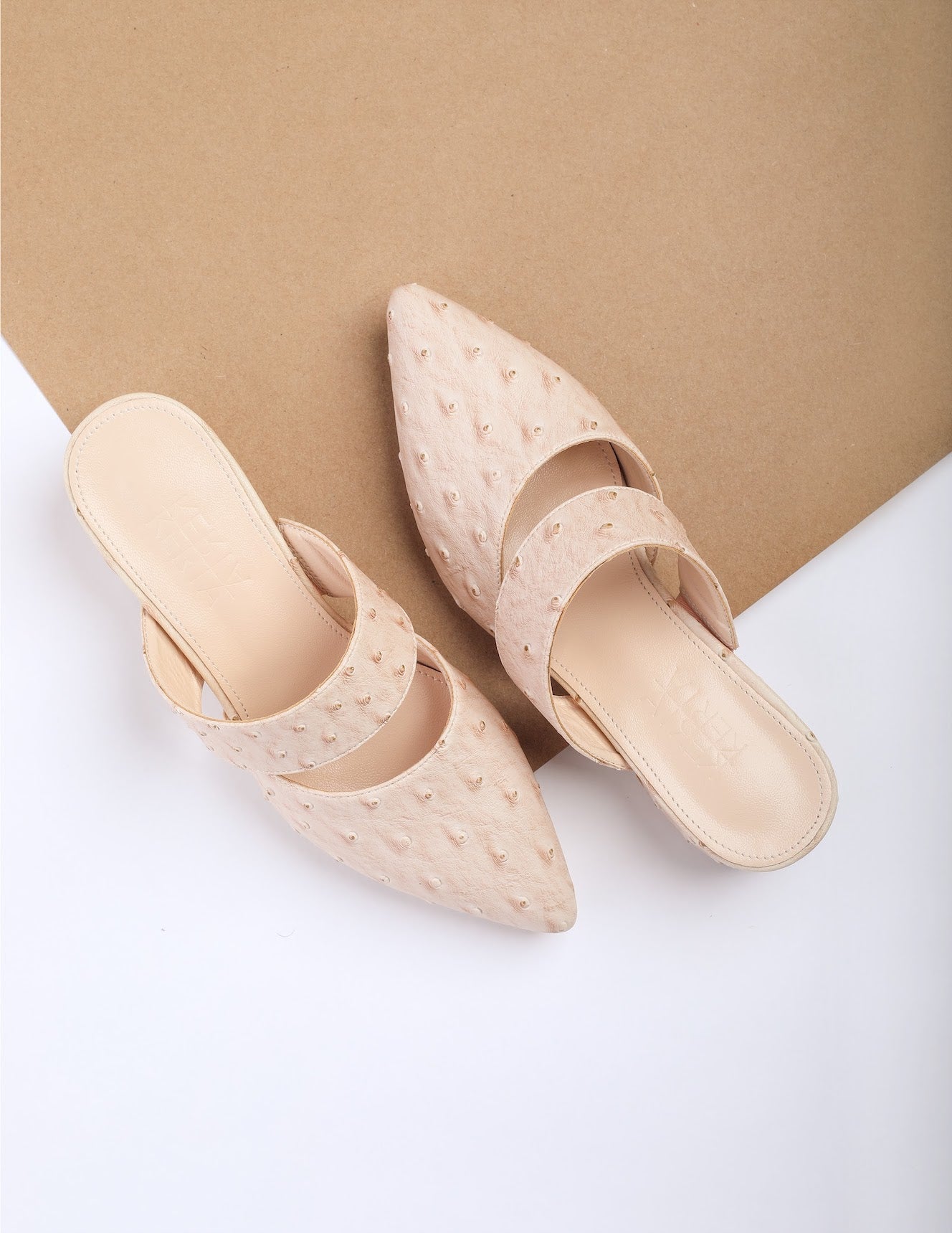  Cream Ostrich Slip-Ons double