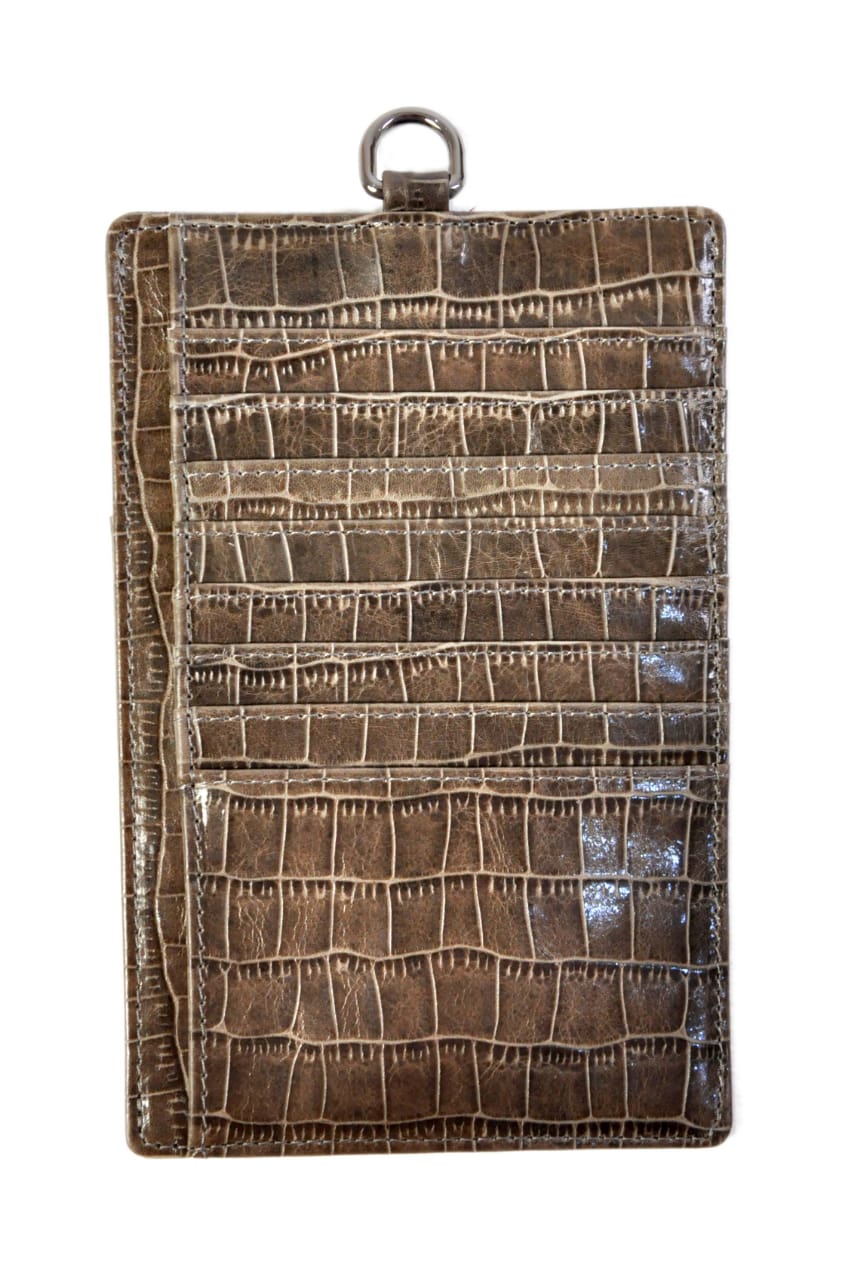 Grey Crocodile Cross Body Cardholder