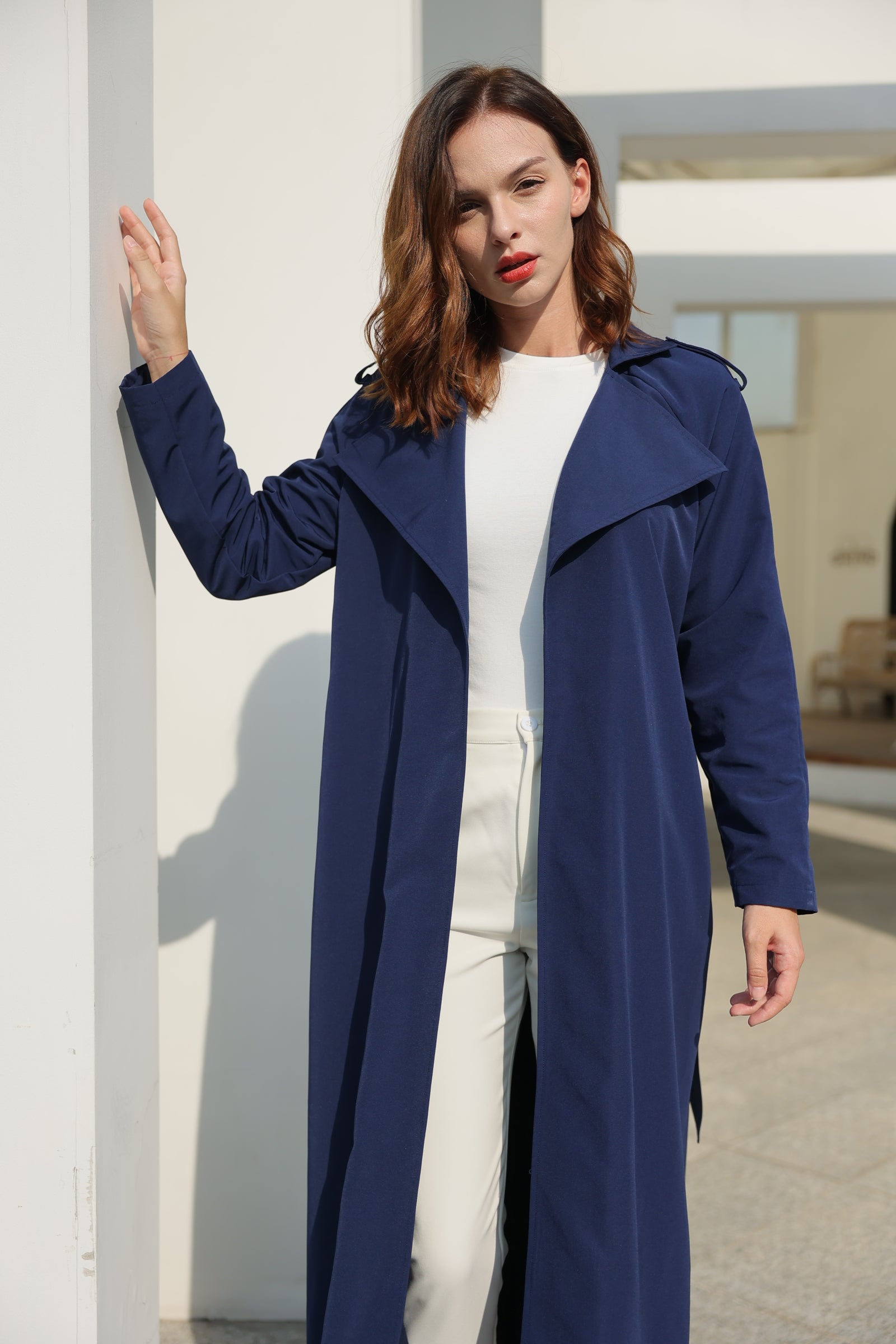 Navy Blue Trench Coat Abaya