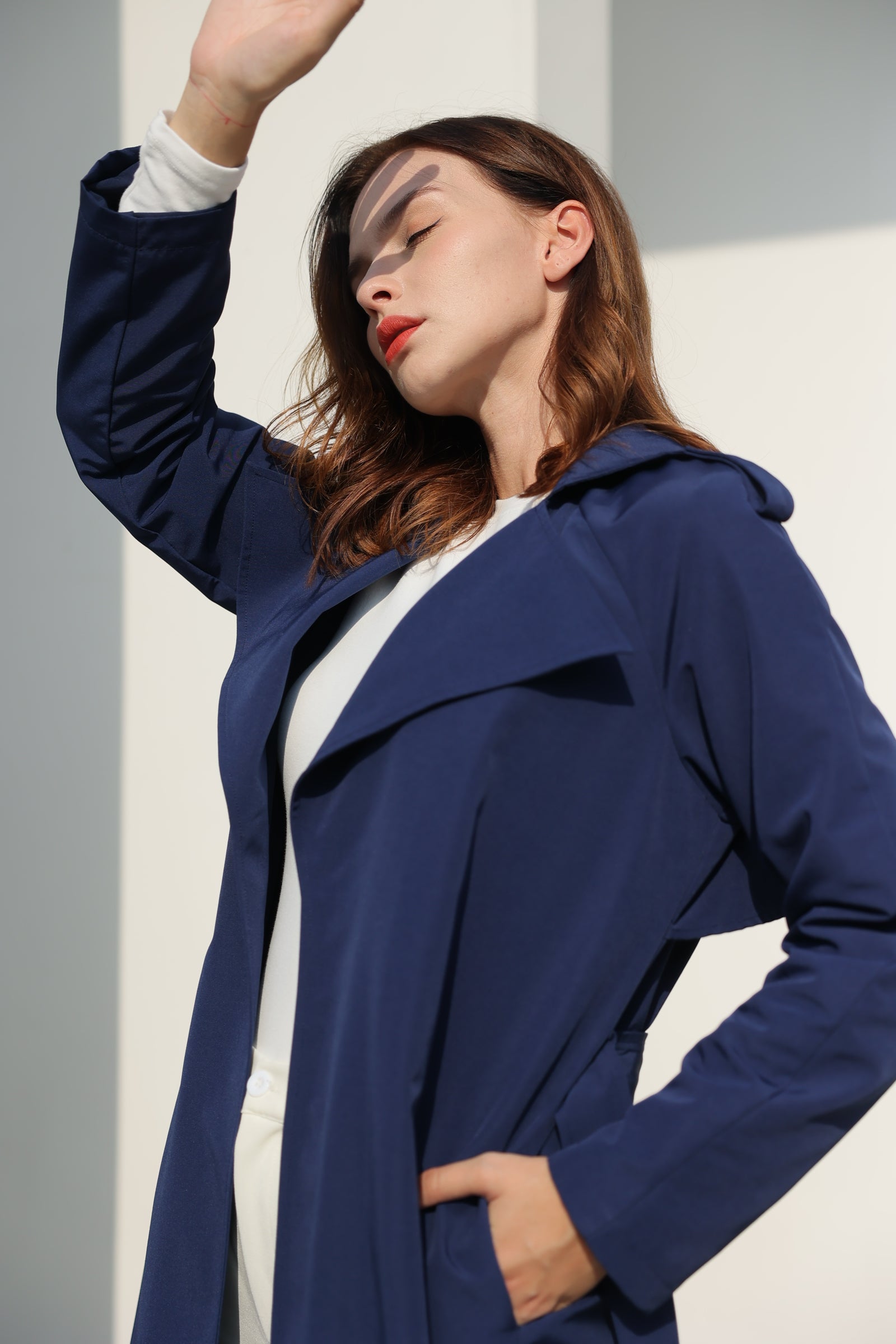 Navy Blue Trench Coat Abaya