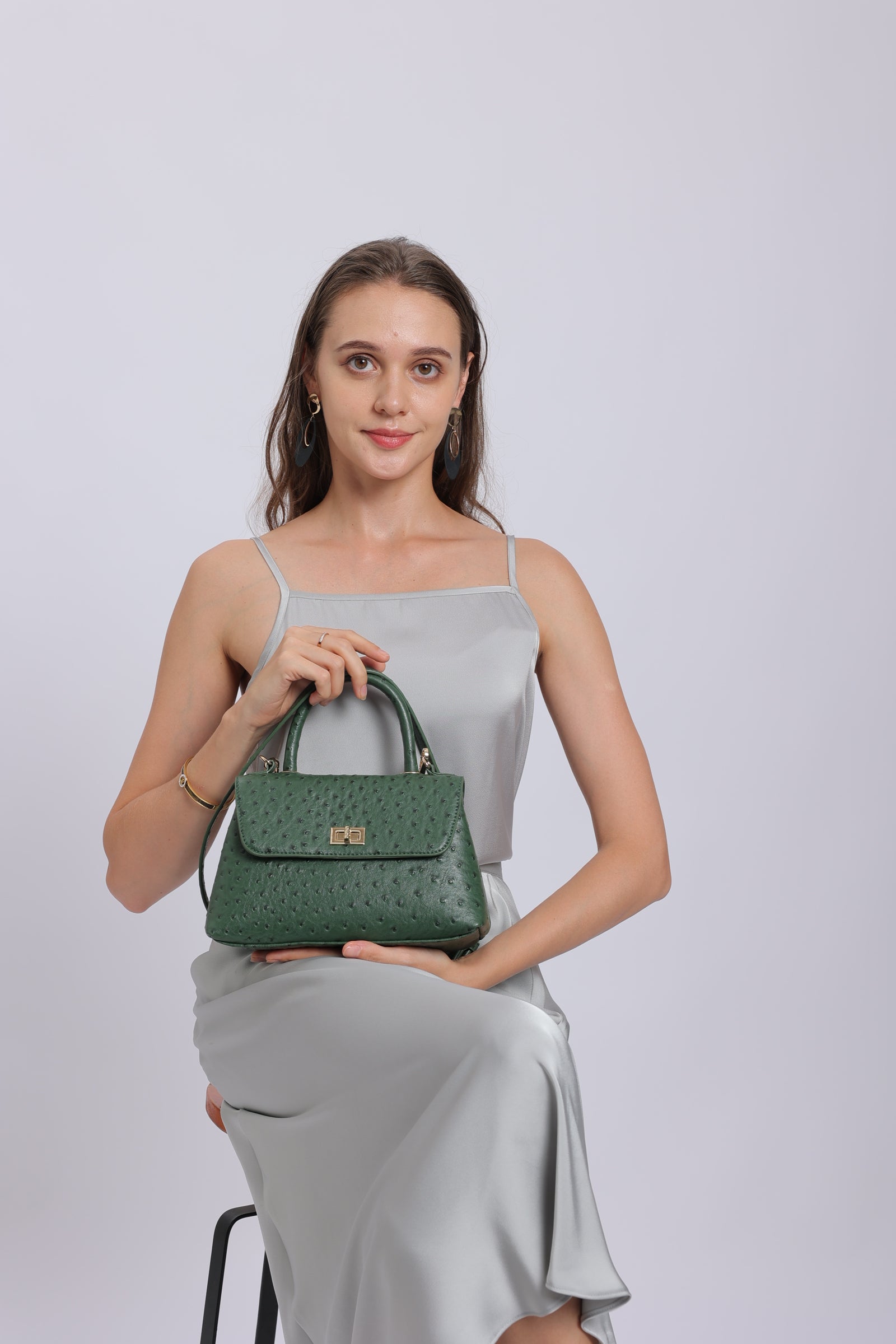 Classic Flap Bag with Handle in Green