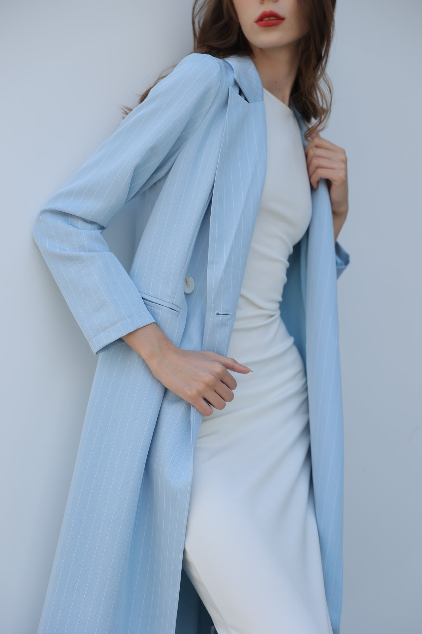 Artic Blue Striped Suit Abaya