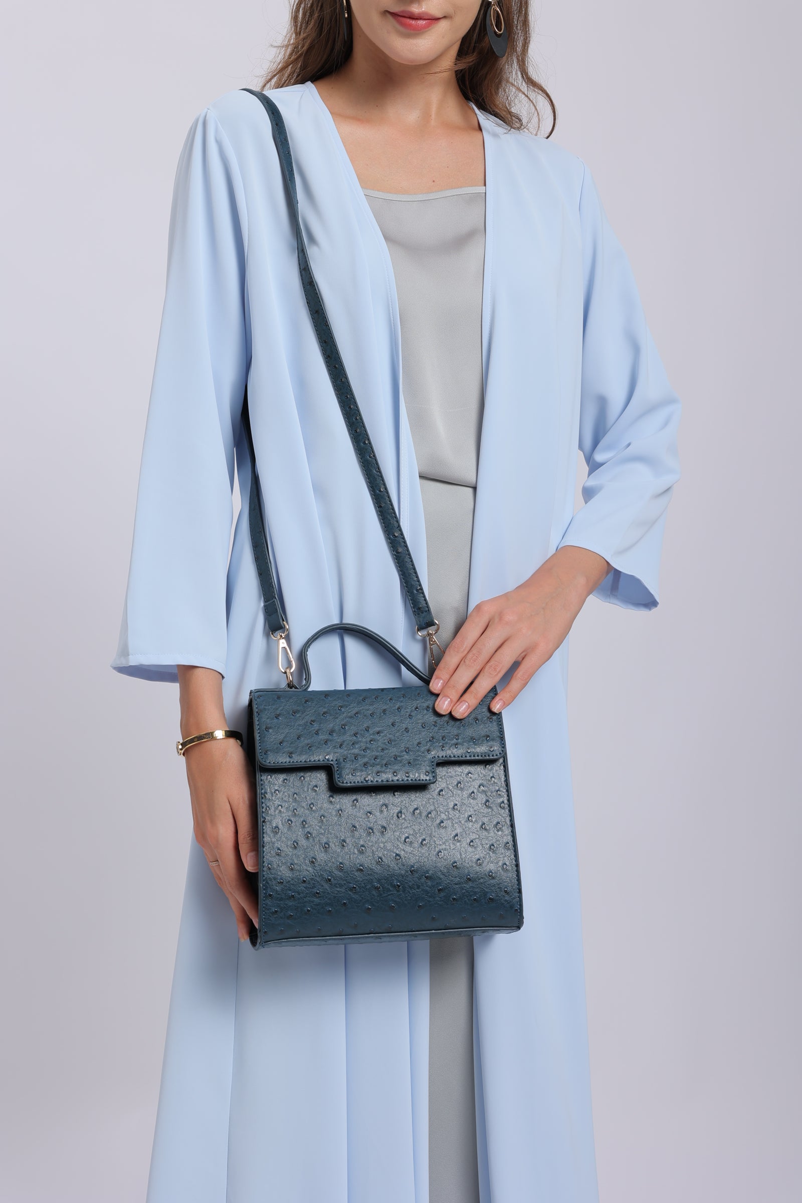 Square Crossbody Messenger Bag in Navy Blue