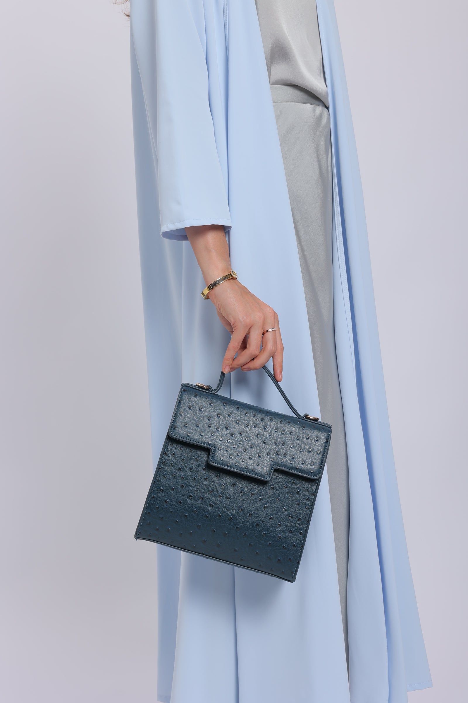 Square Crossbody Messenger Bag in Navy Blue