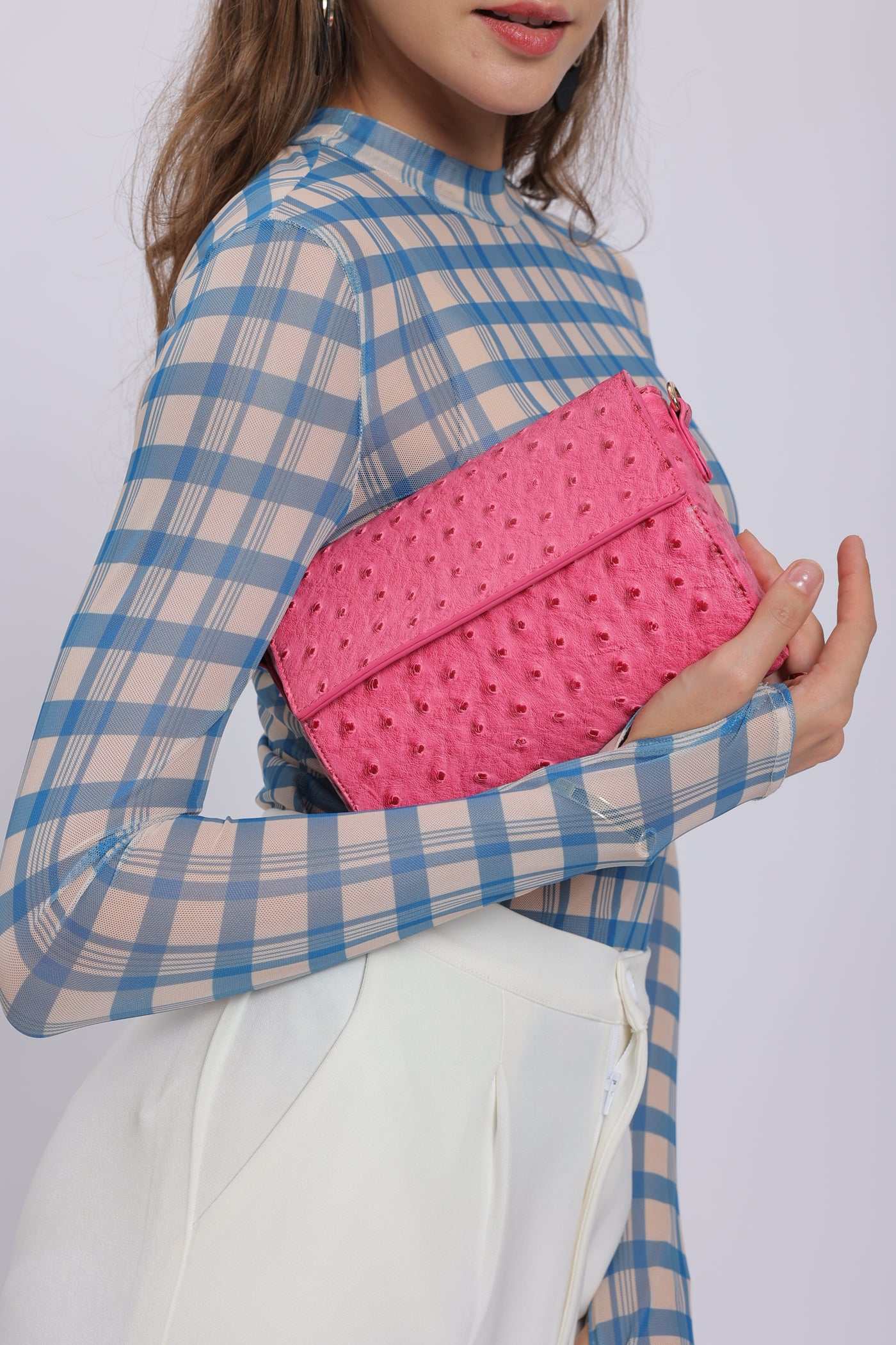 Mini Clutch with Crossbody Strap in Pink