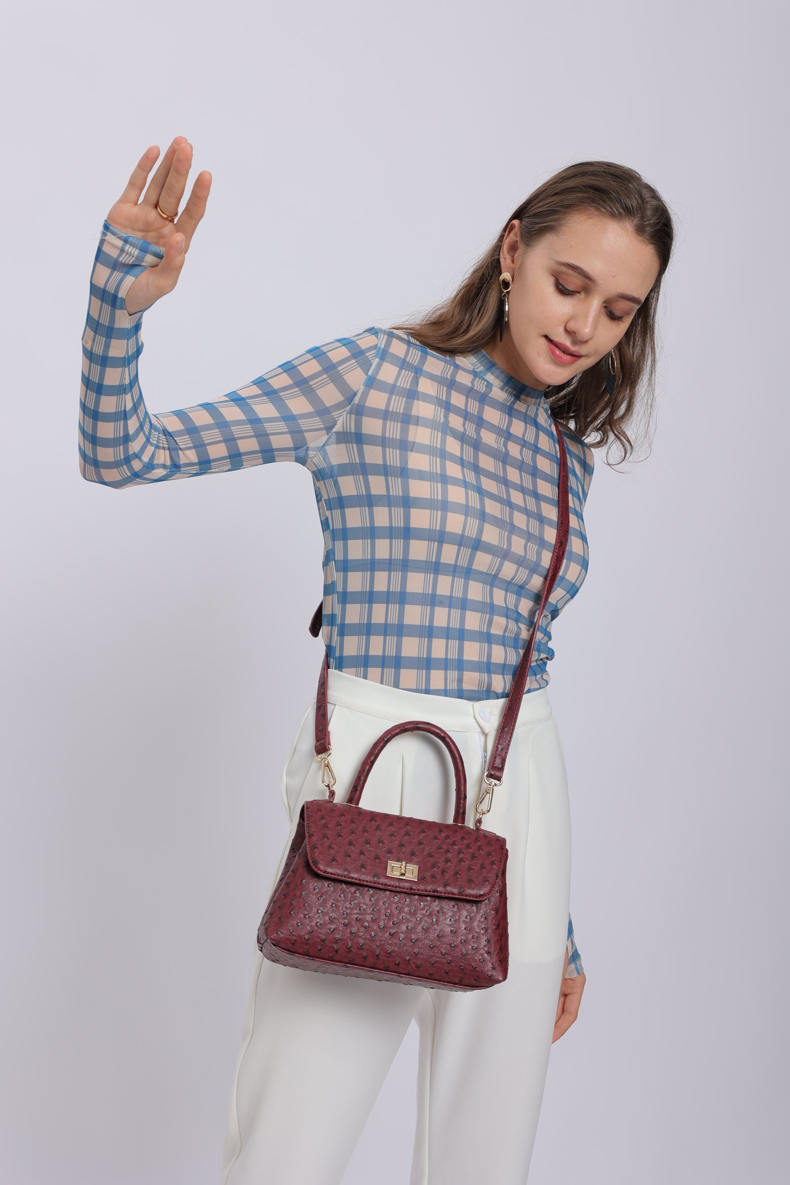 Classic Flap Bag with Handle in Burgundy