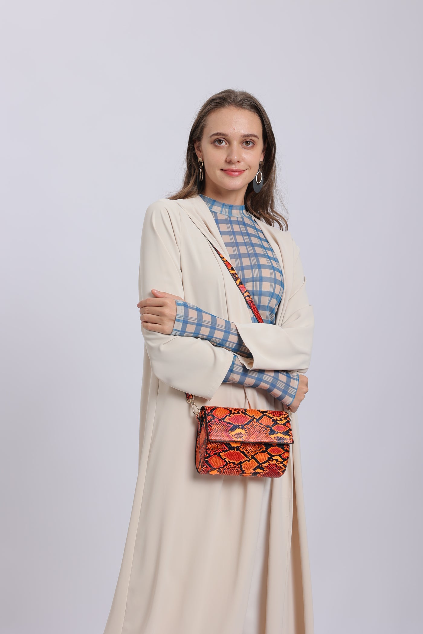 Mini Clutch with Crossbody Strap in Orange