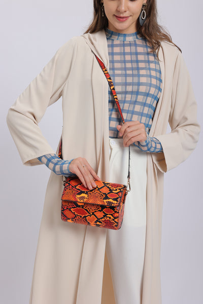 Mini Clutch with Crossbody Strap in Orange